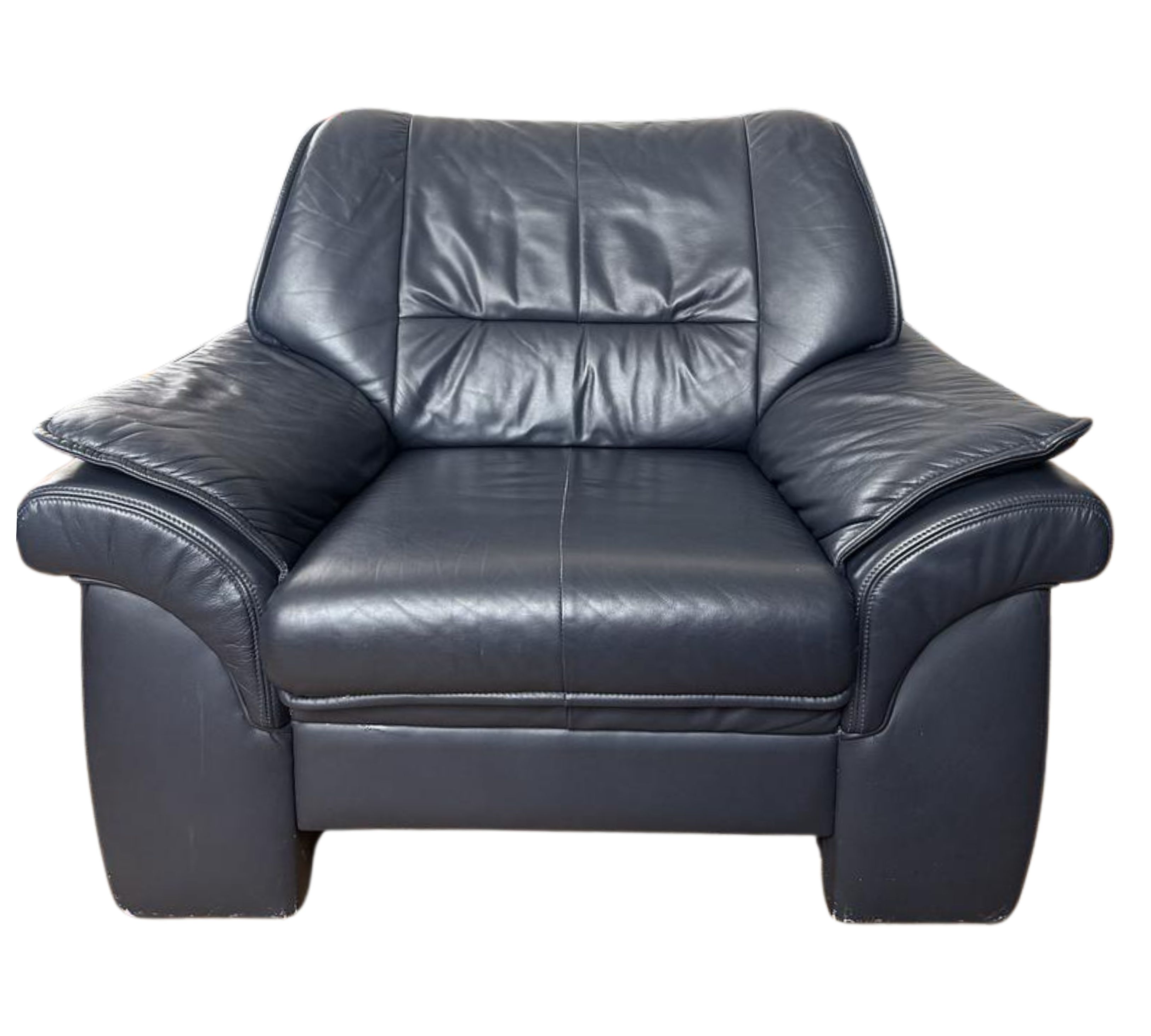 Vintage Sessel Leder Dunkelblau
