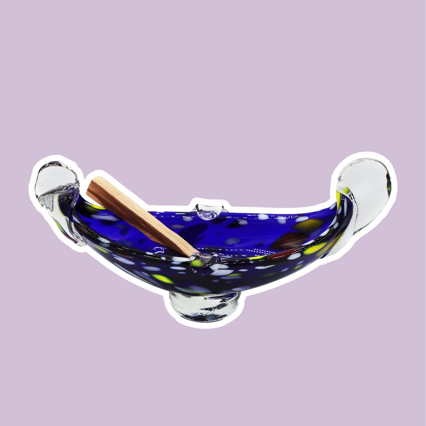 Vintage Gondola Bowl Glass Blue 1970s