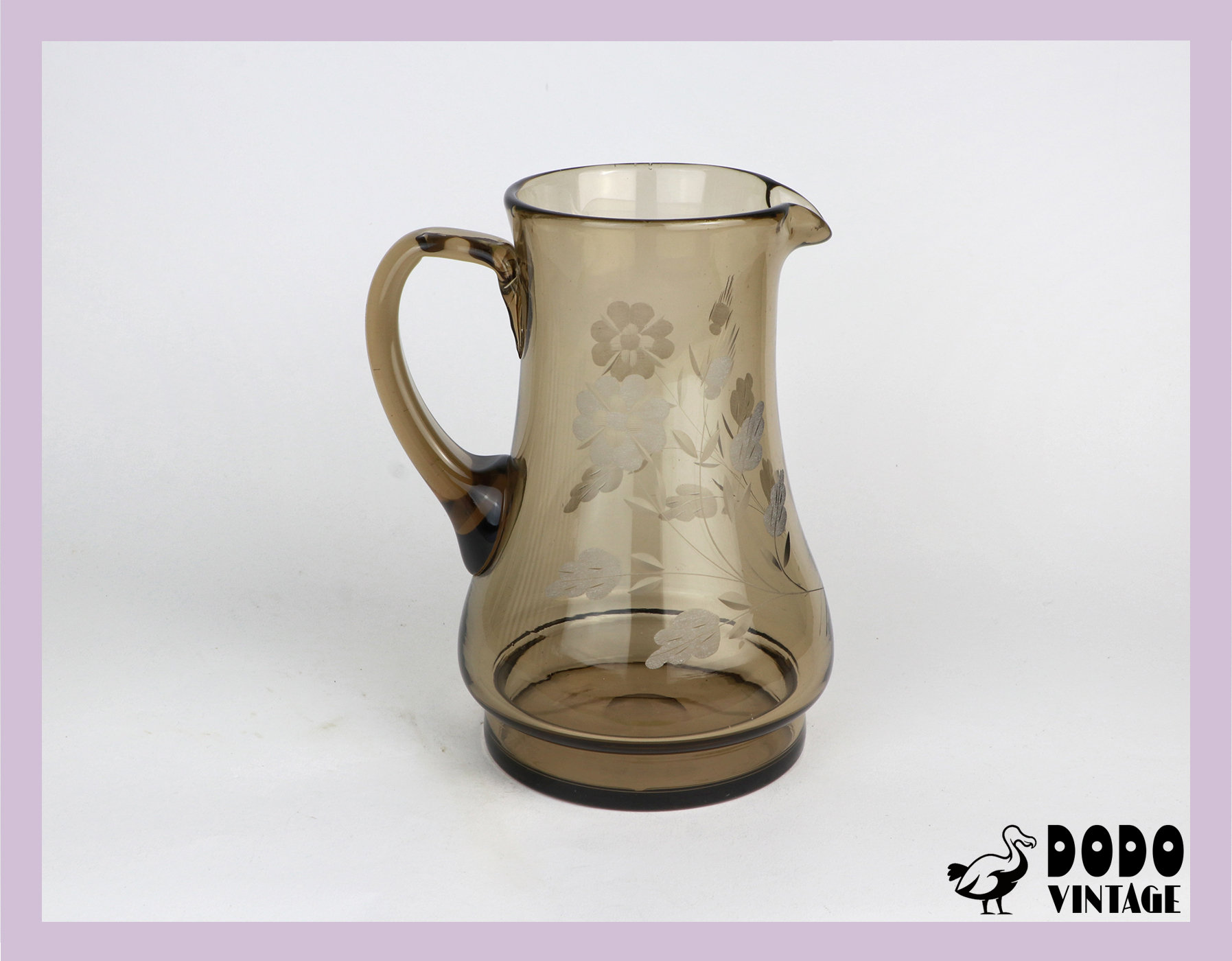 Vintage carafe, smoked glass, 1950s