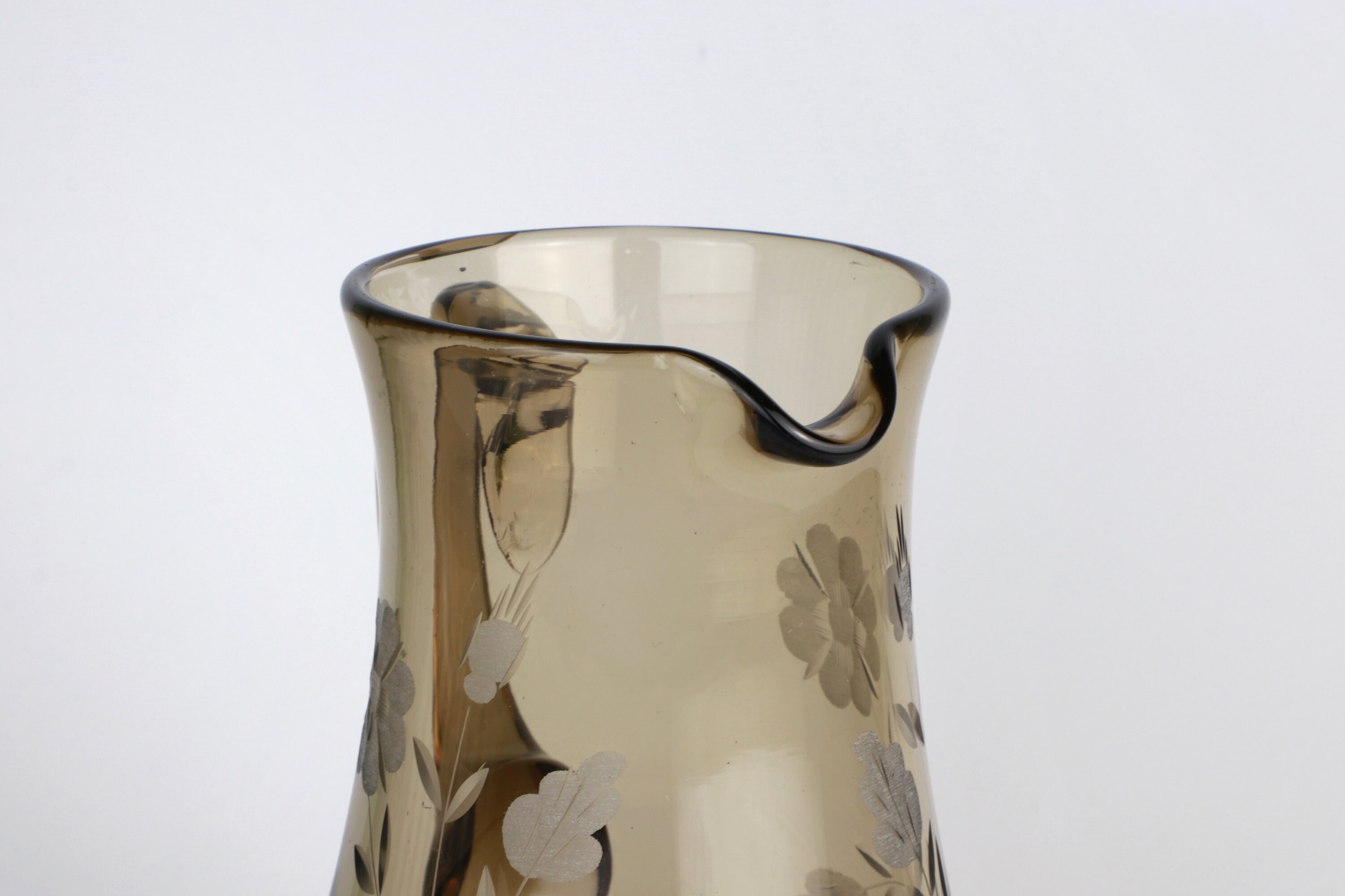 Vintage carafe, smoked glass, 1950s
