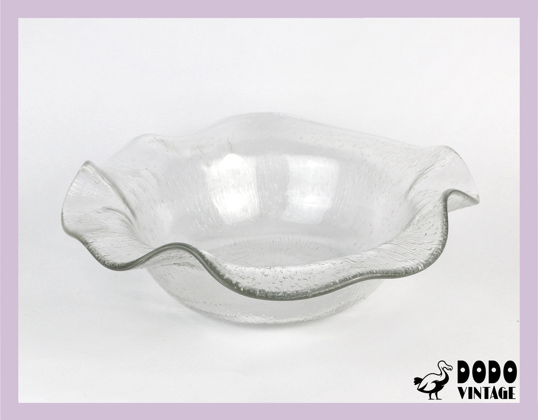 Vintage Obstschale mit Wellenrand Glas 1960er Jahre