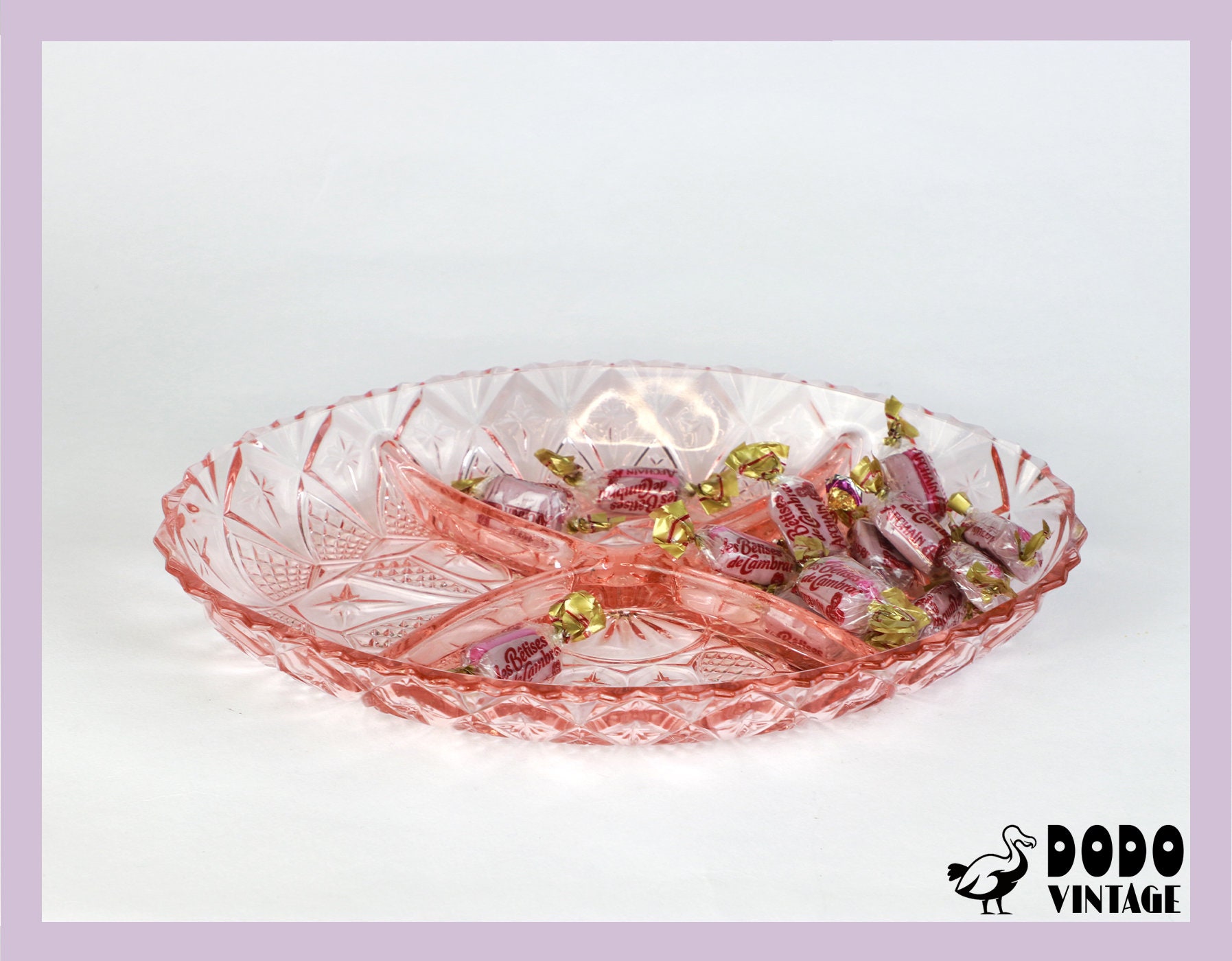 Vintage Art Deco Plate Pressed Glass 1930s