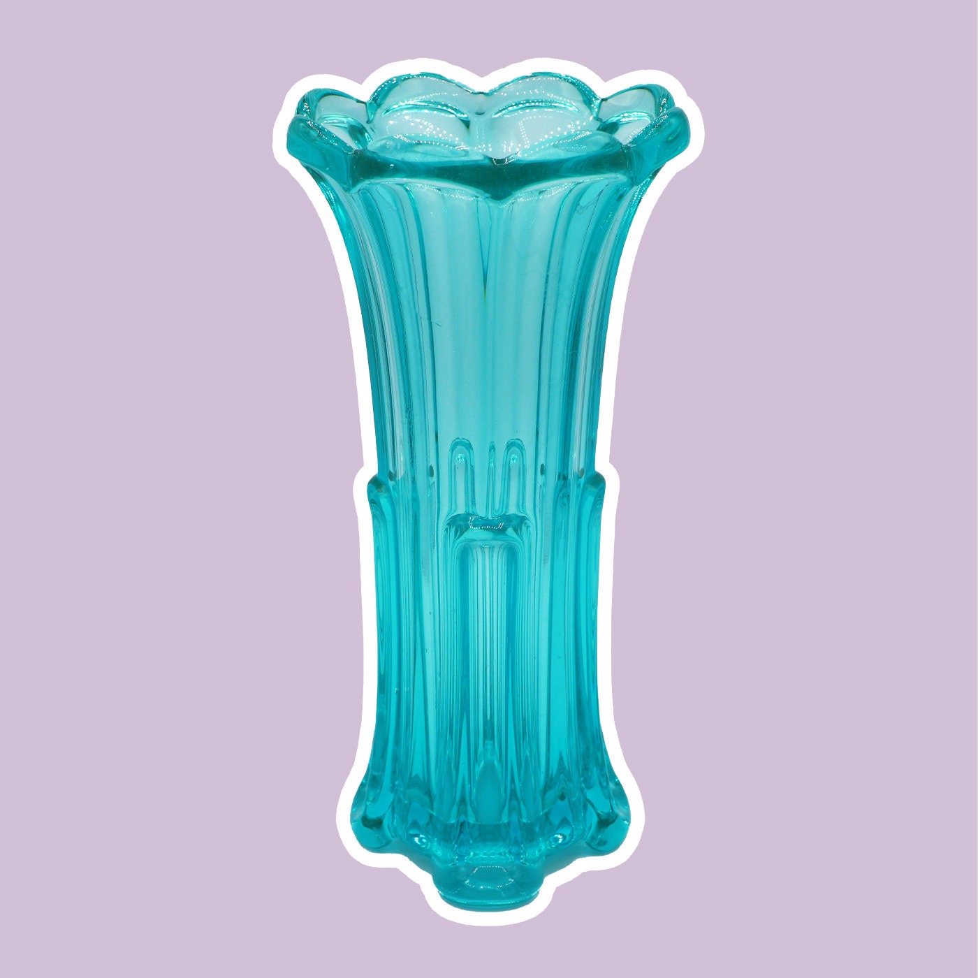 Vintage Vase Glass Turquoise 1958
