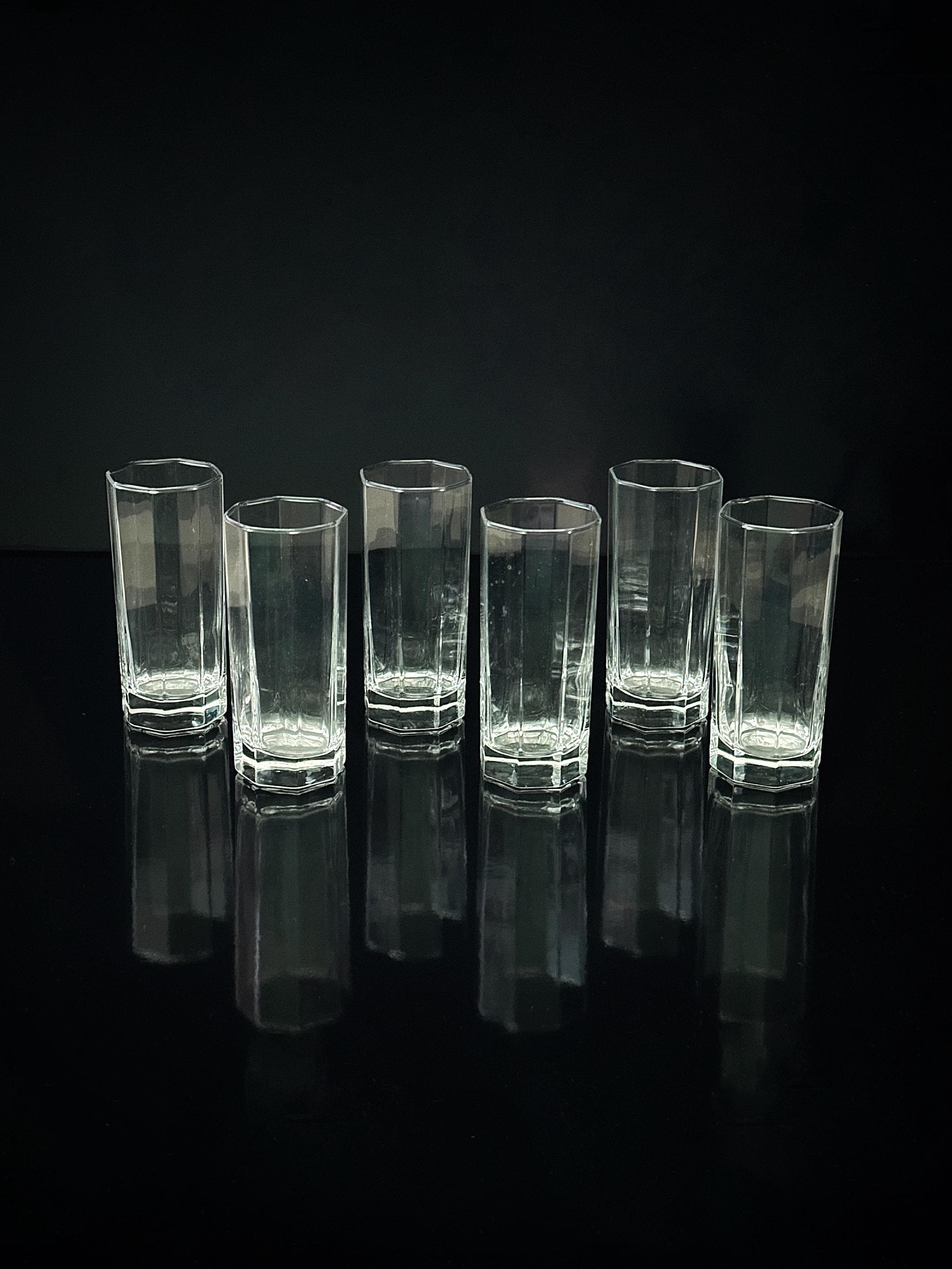 6x Vintage water glass France 1980s