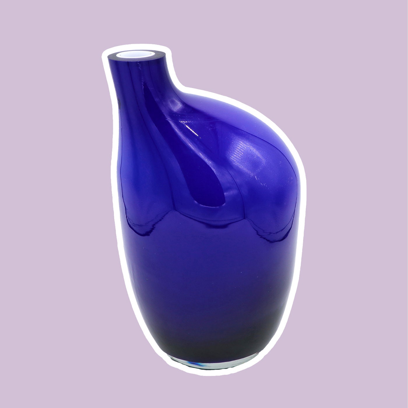Vintage Postmodern Vase Glass Cobalt Blue 1990s