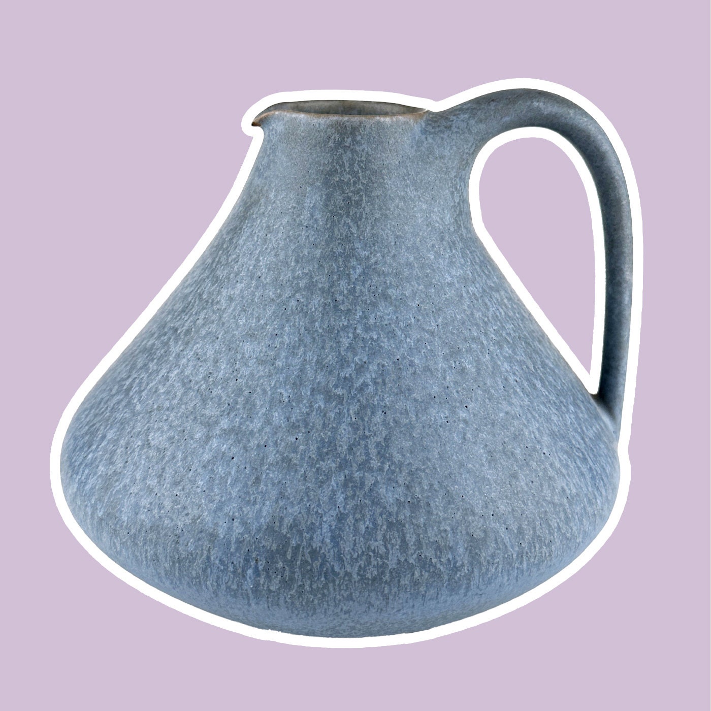 Vintage Fat Lava Jug Vase Ceramic Blue 1950s