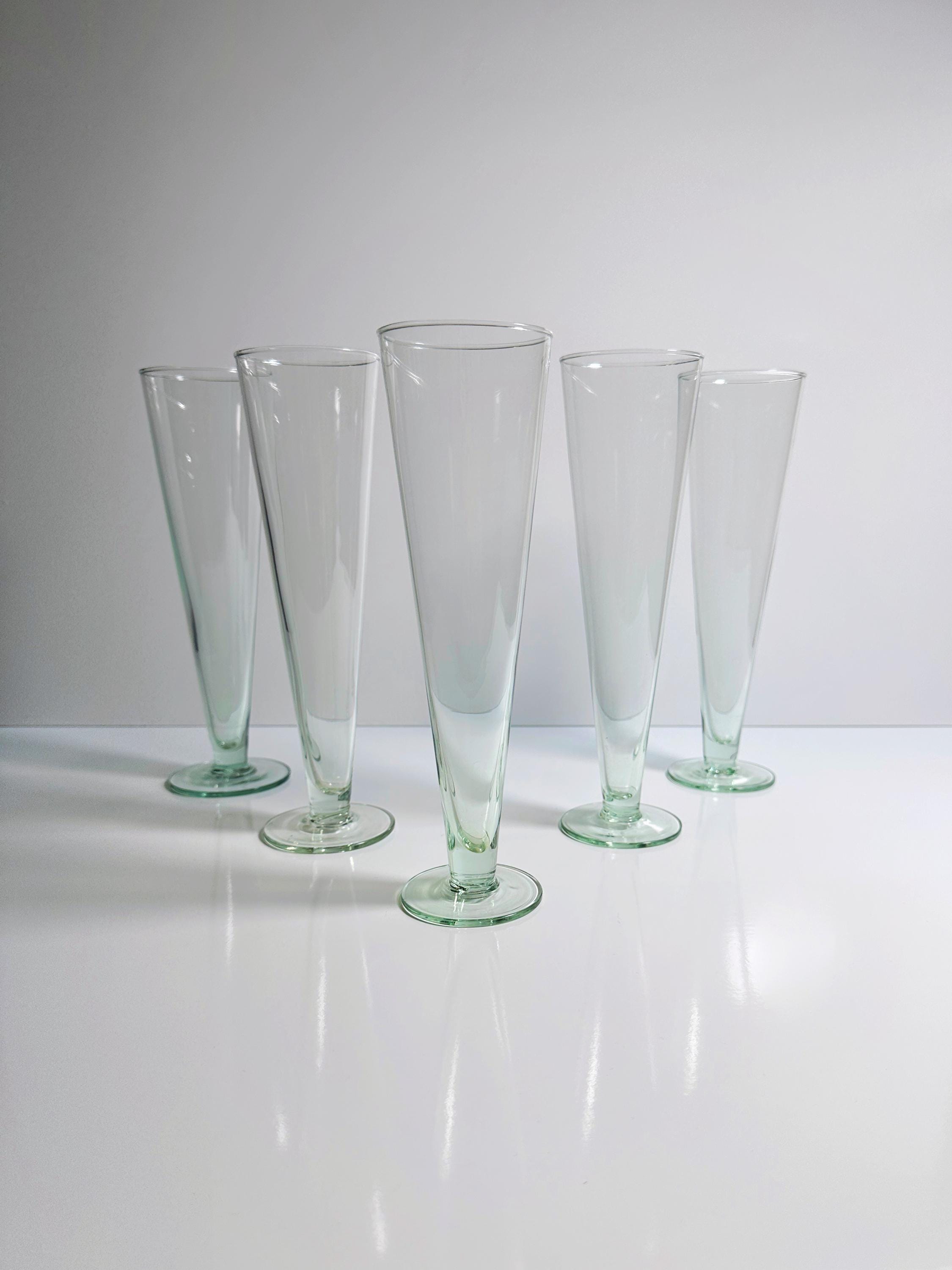 5x Vintage champagne flutes turquoise