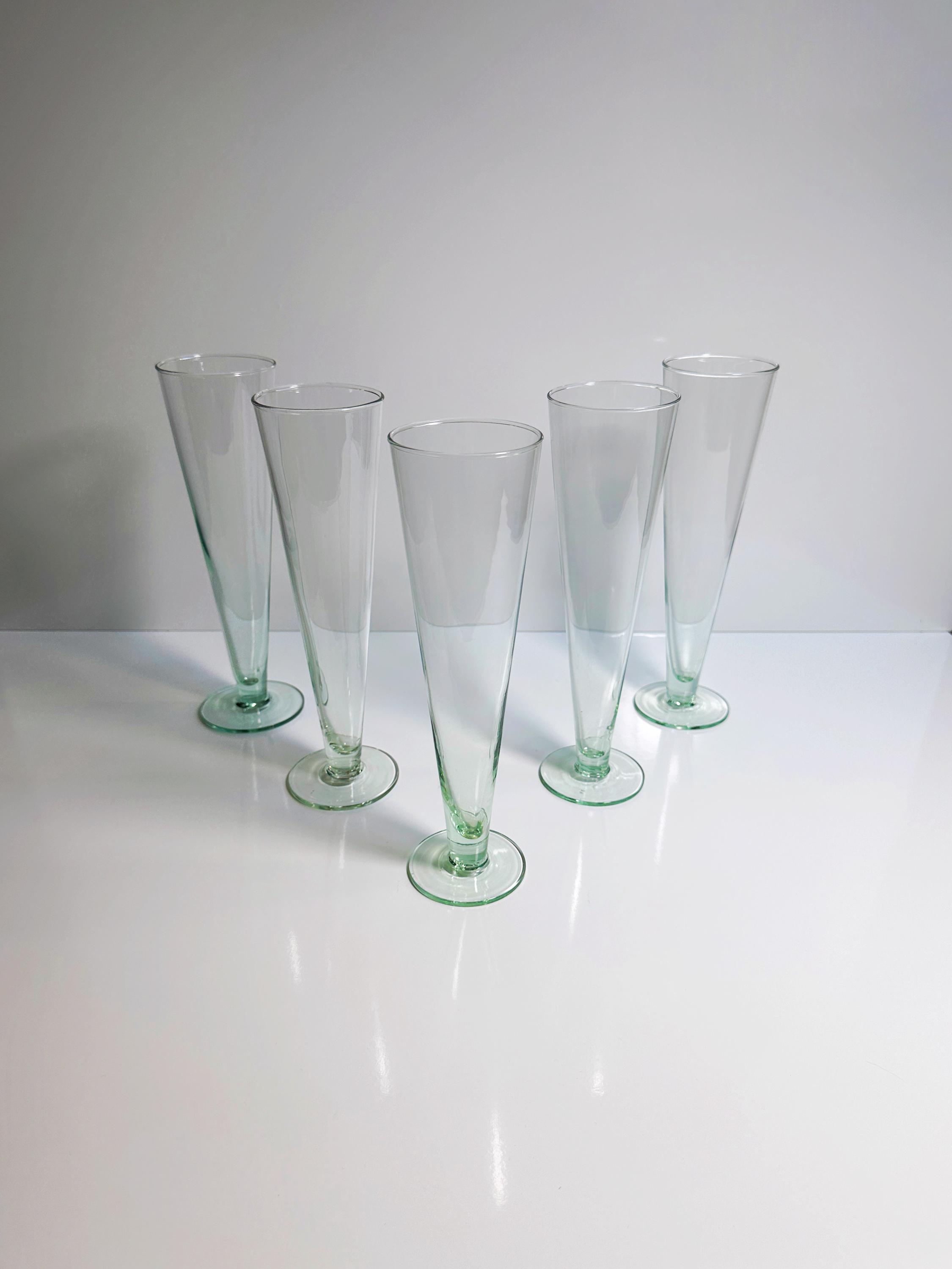 5x Vintage champagne flutes turquoise