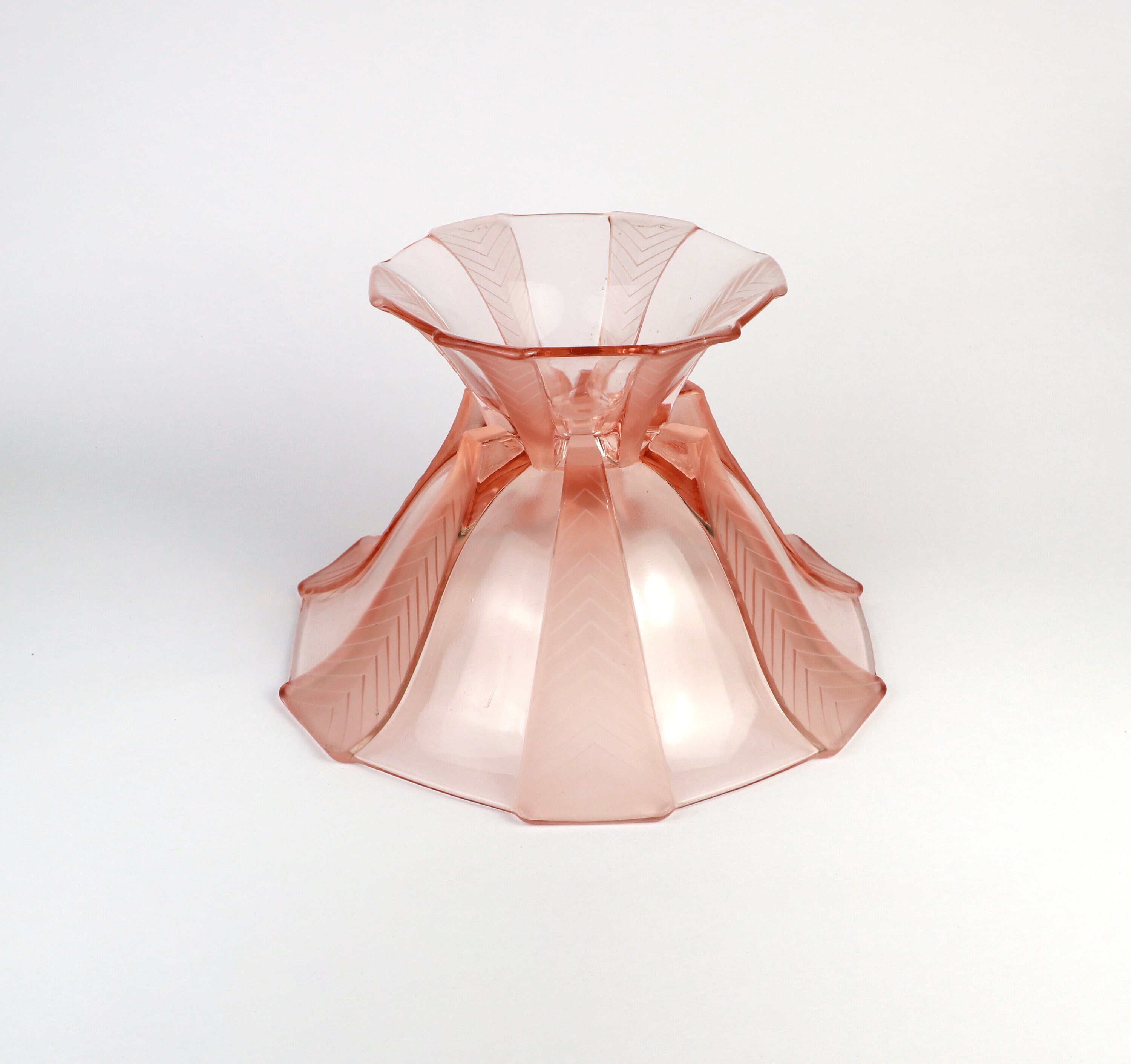 2x Vintage Art Deco bowl pressed glass pink 1920s