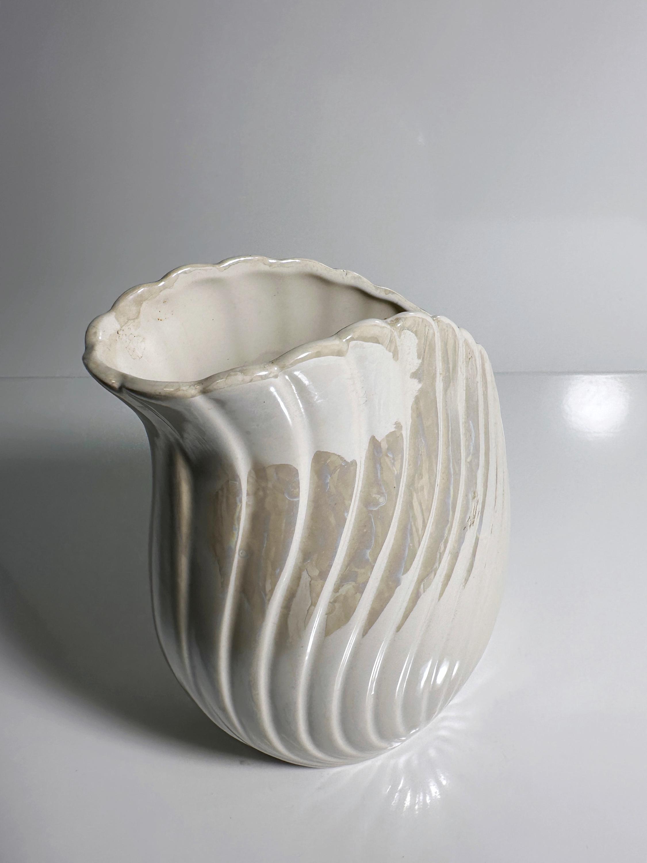 Vintage Blumenvase Keramik Perlmutt 1980er Jahre