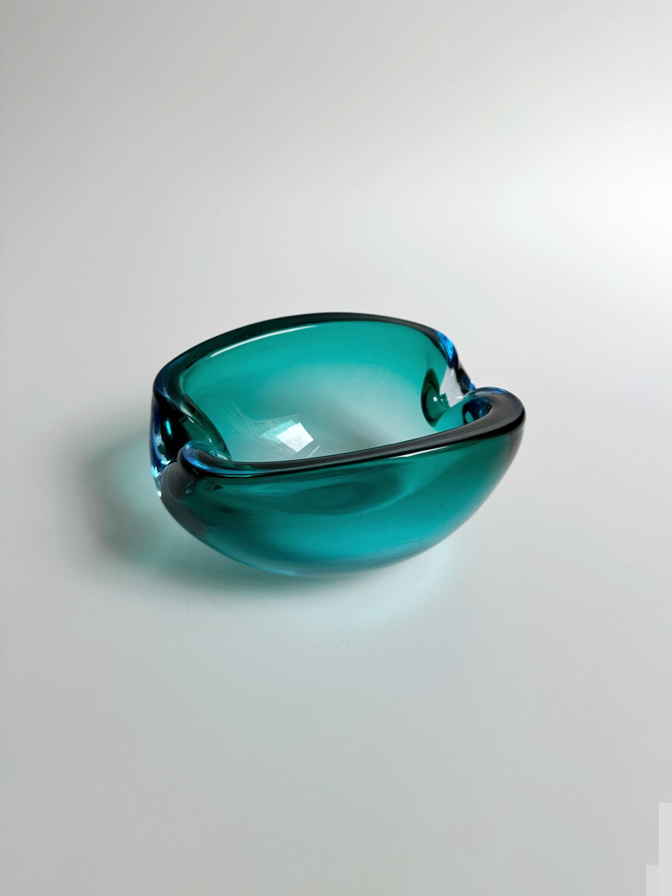 Vintage Italian Modern Ashtray Murano glass Turquoise