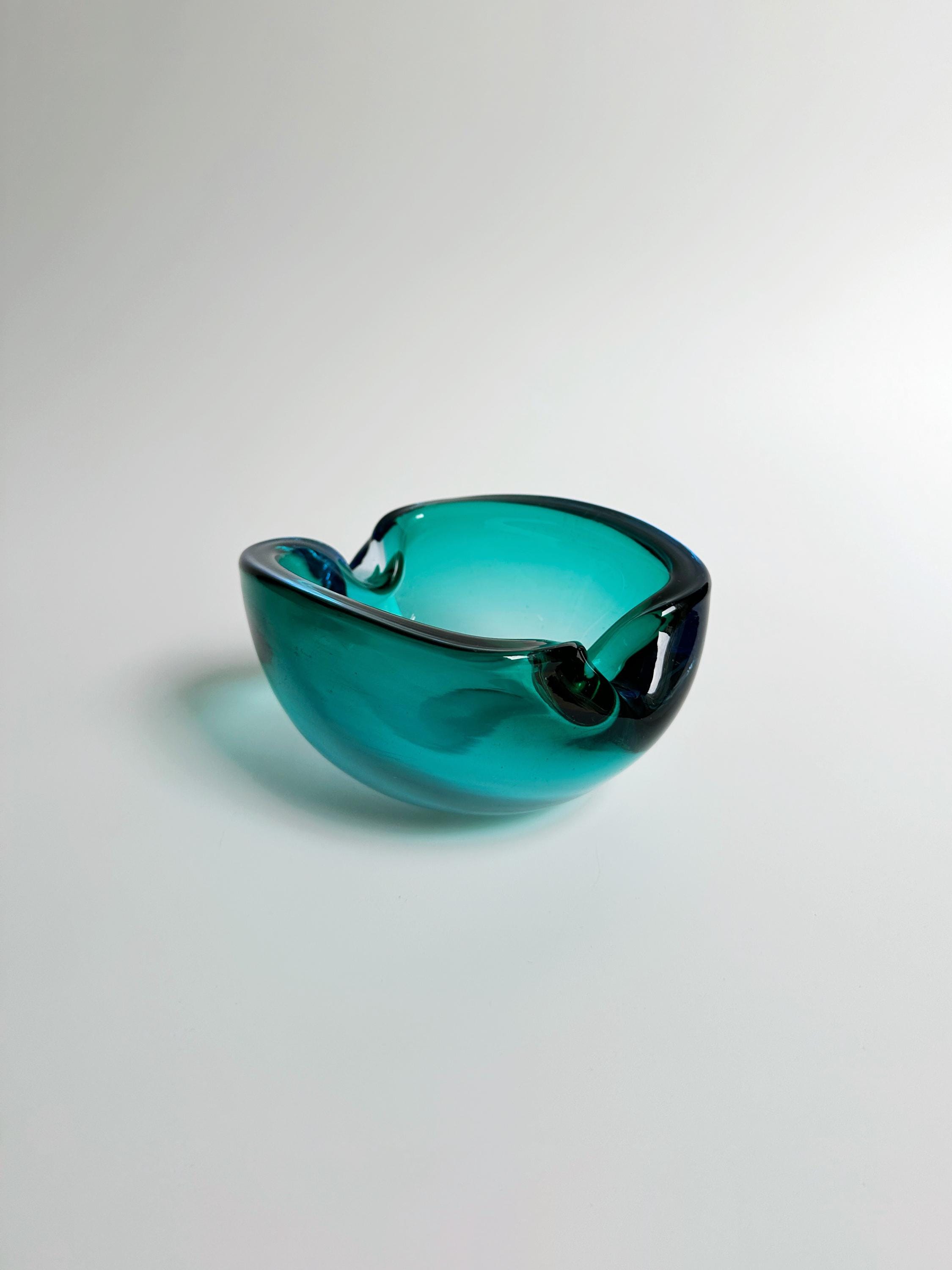 Vintage Italian Modern Ashtray Murano glass Turquoise