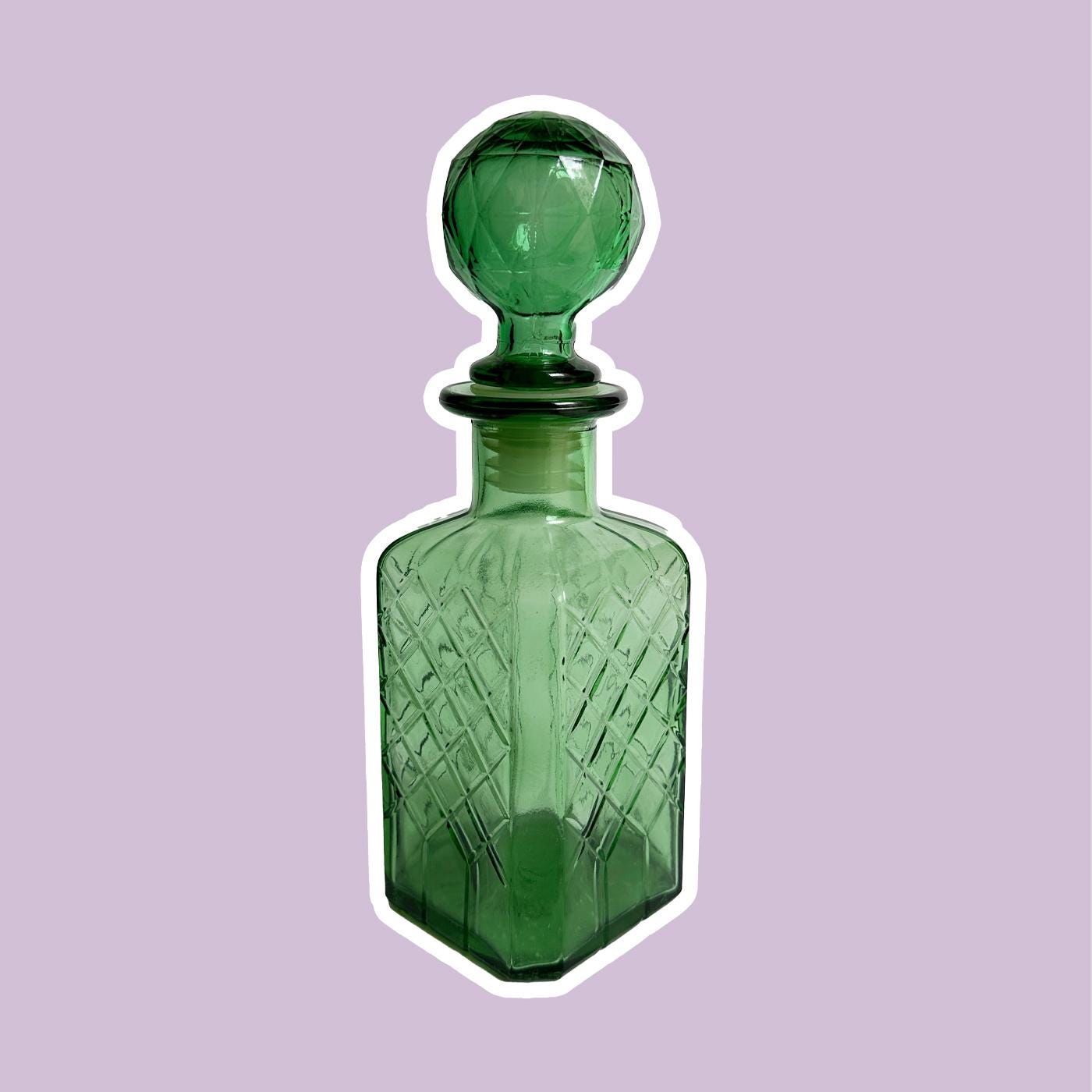 Vintage bottle/vase glass green 1960s