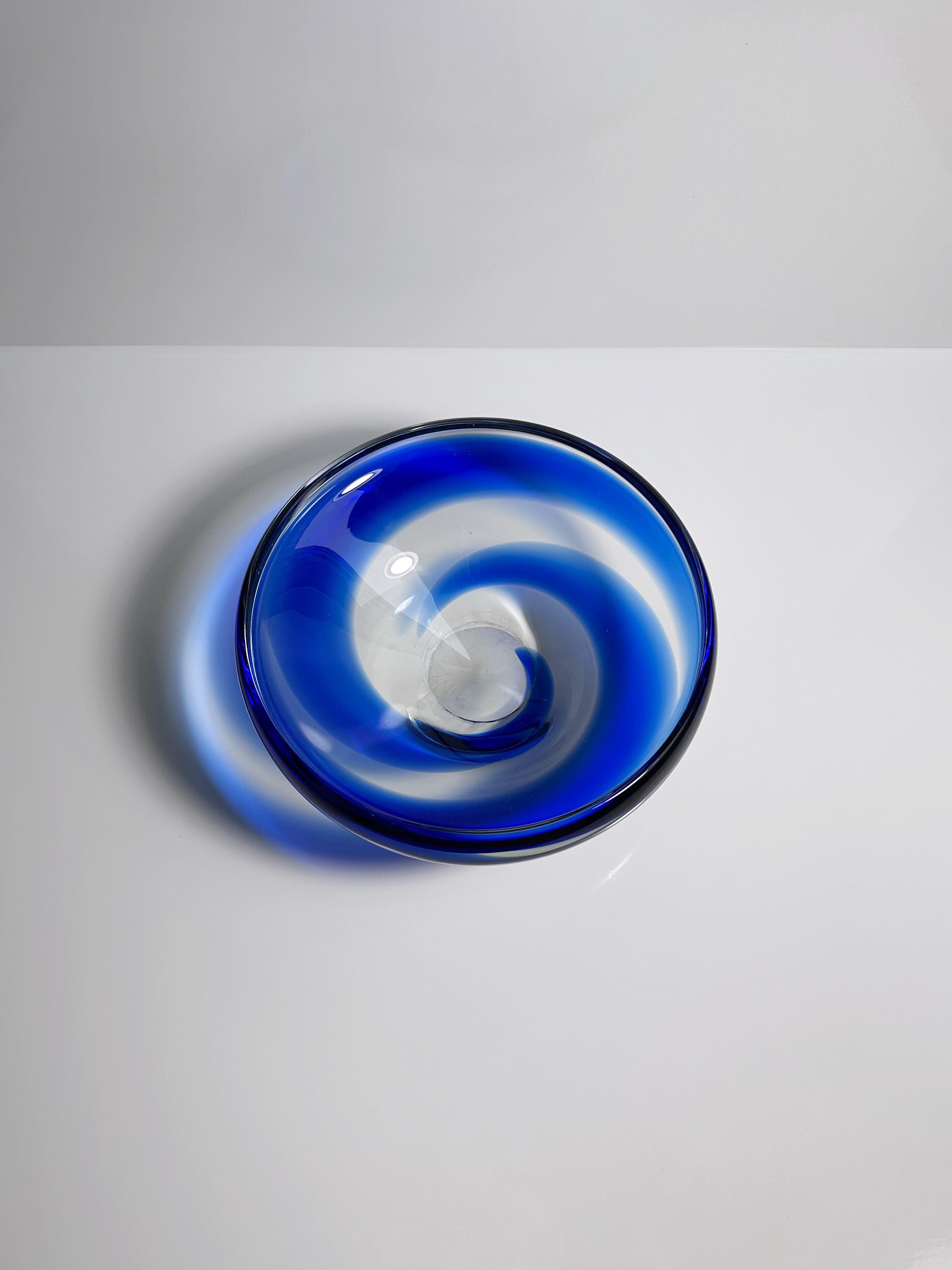 Vintage bowl glass blue 1950s
