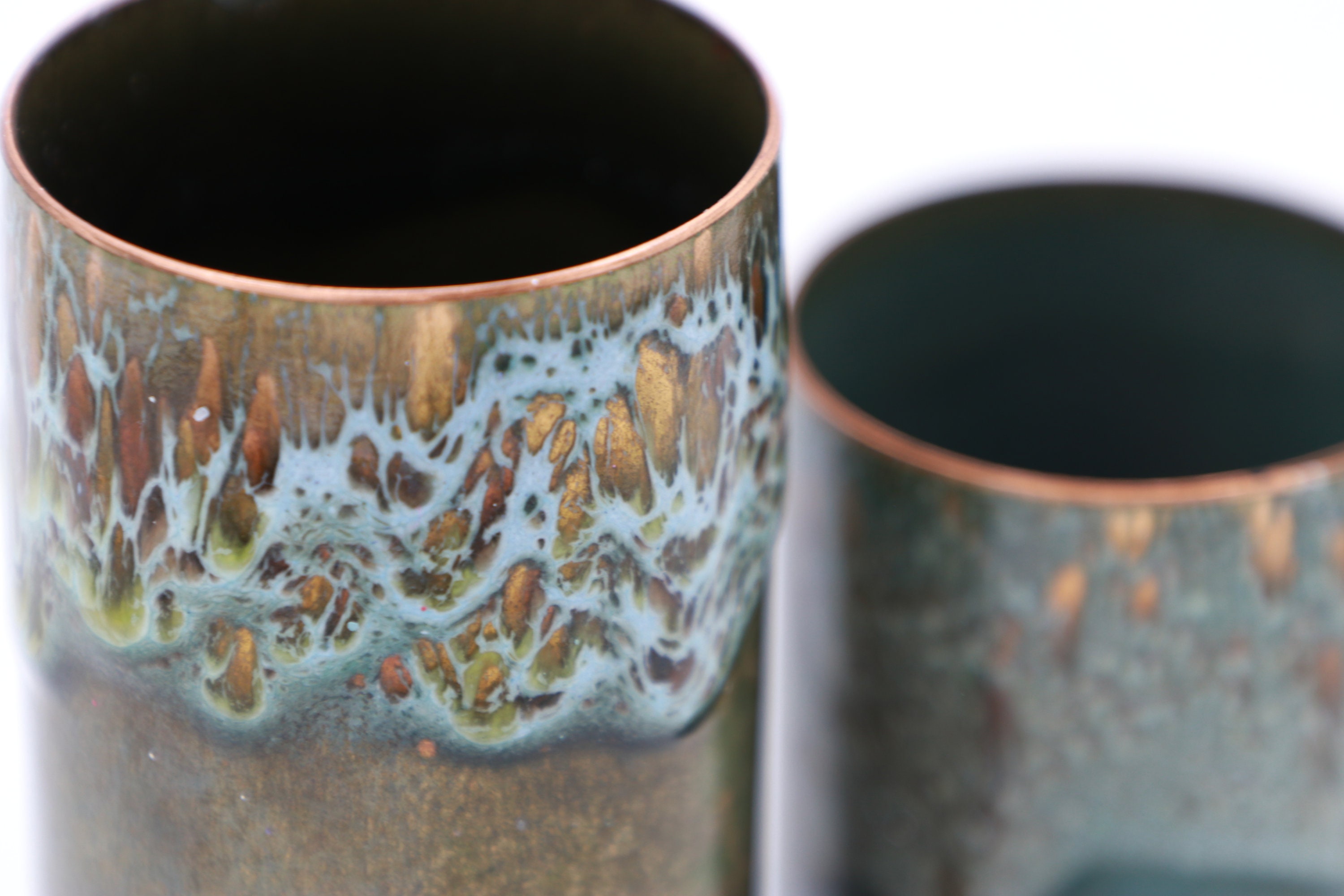 2x Vintage Vase Metall 1960er Jahre