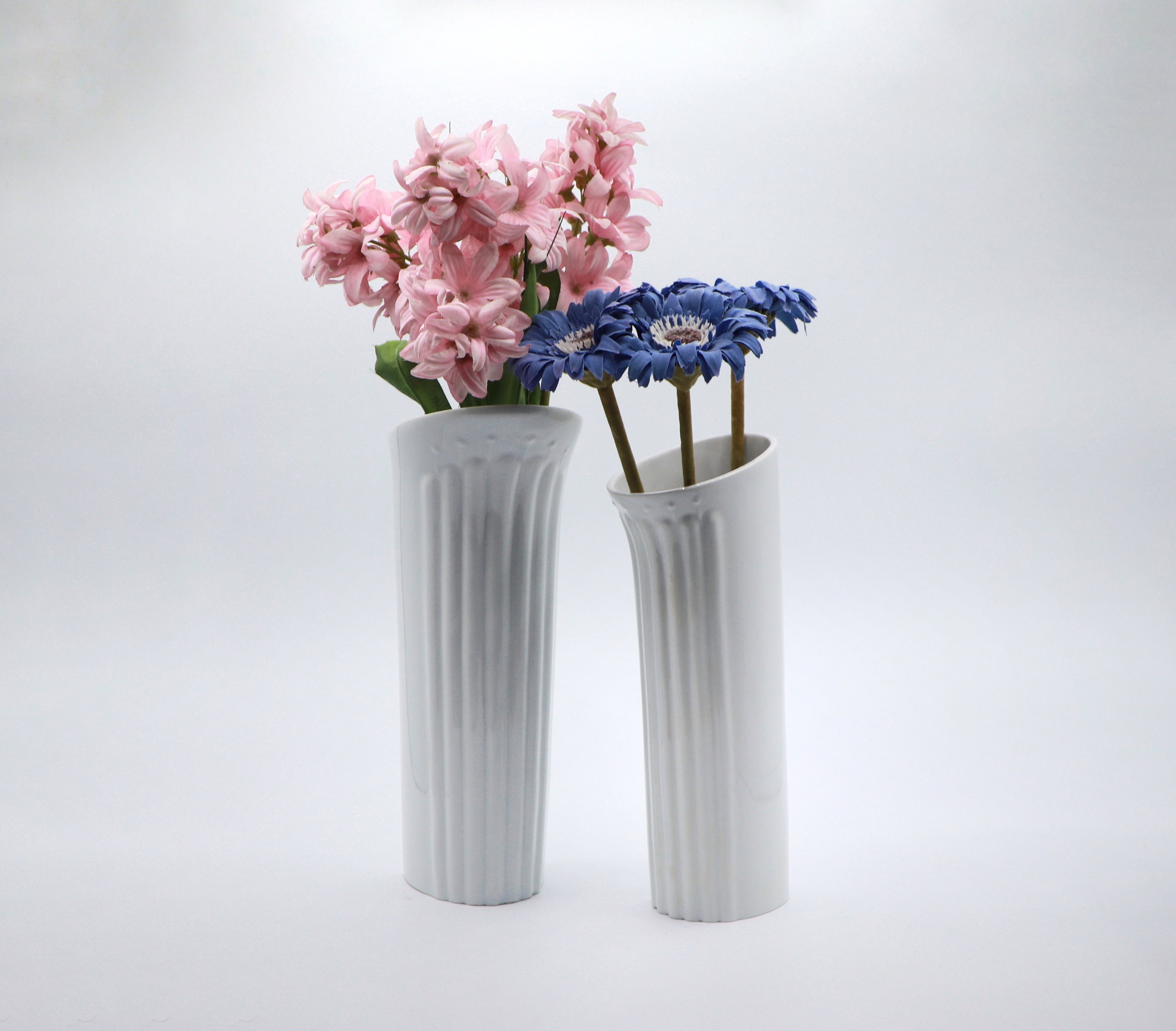 2x Vintage Vase Ceramic White 1970s