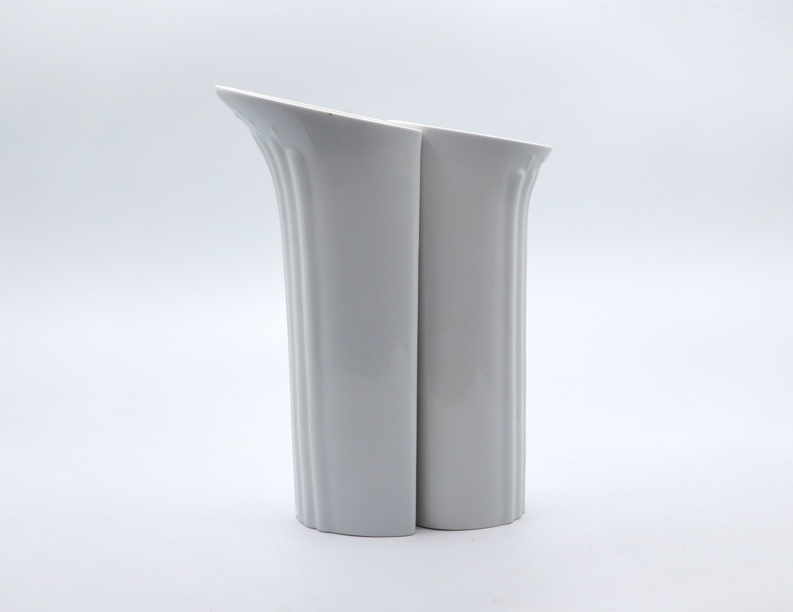 2x Vintage Vase Ceramic White 1970s