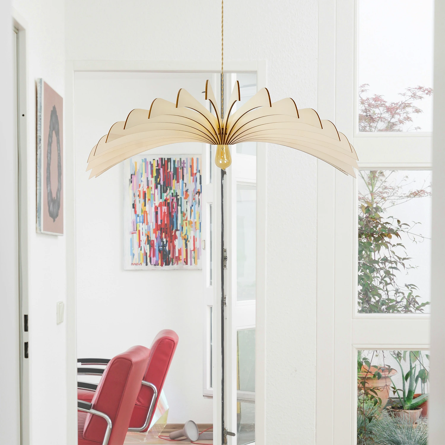 Aigle Pendelleuchte Holz Weiß 80cm
