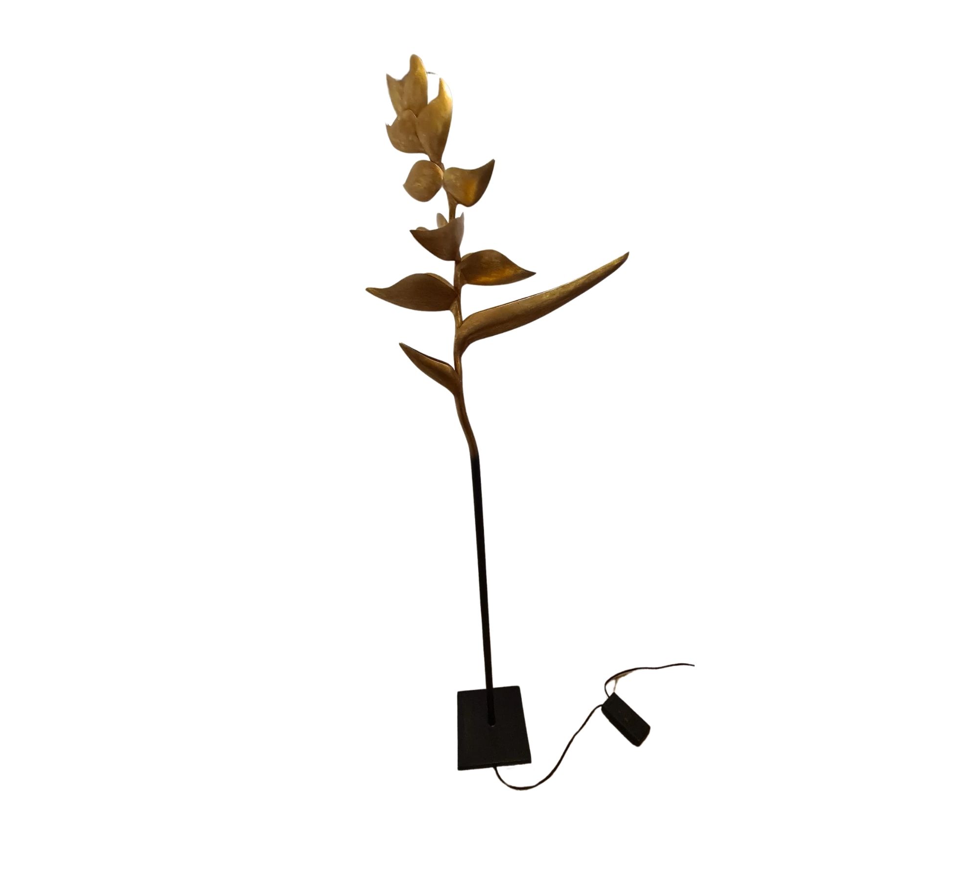 Floor lamp with yellow shade Metal Gold