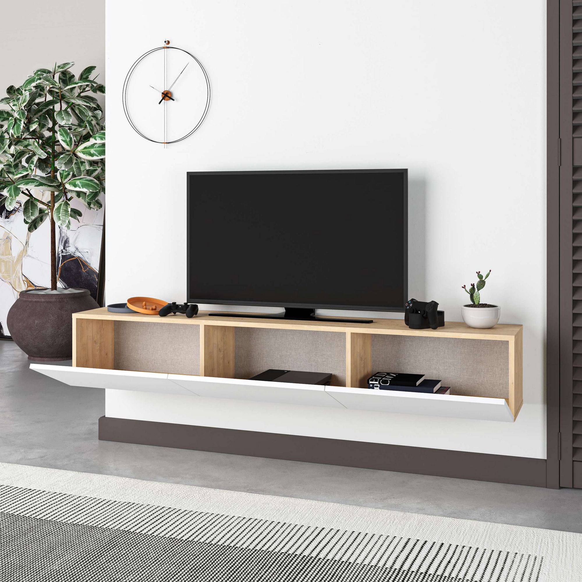 Francy Lowboard Wood Oak White