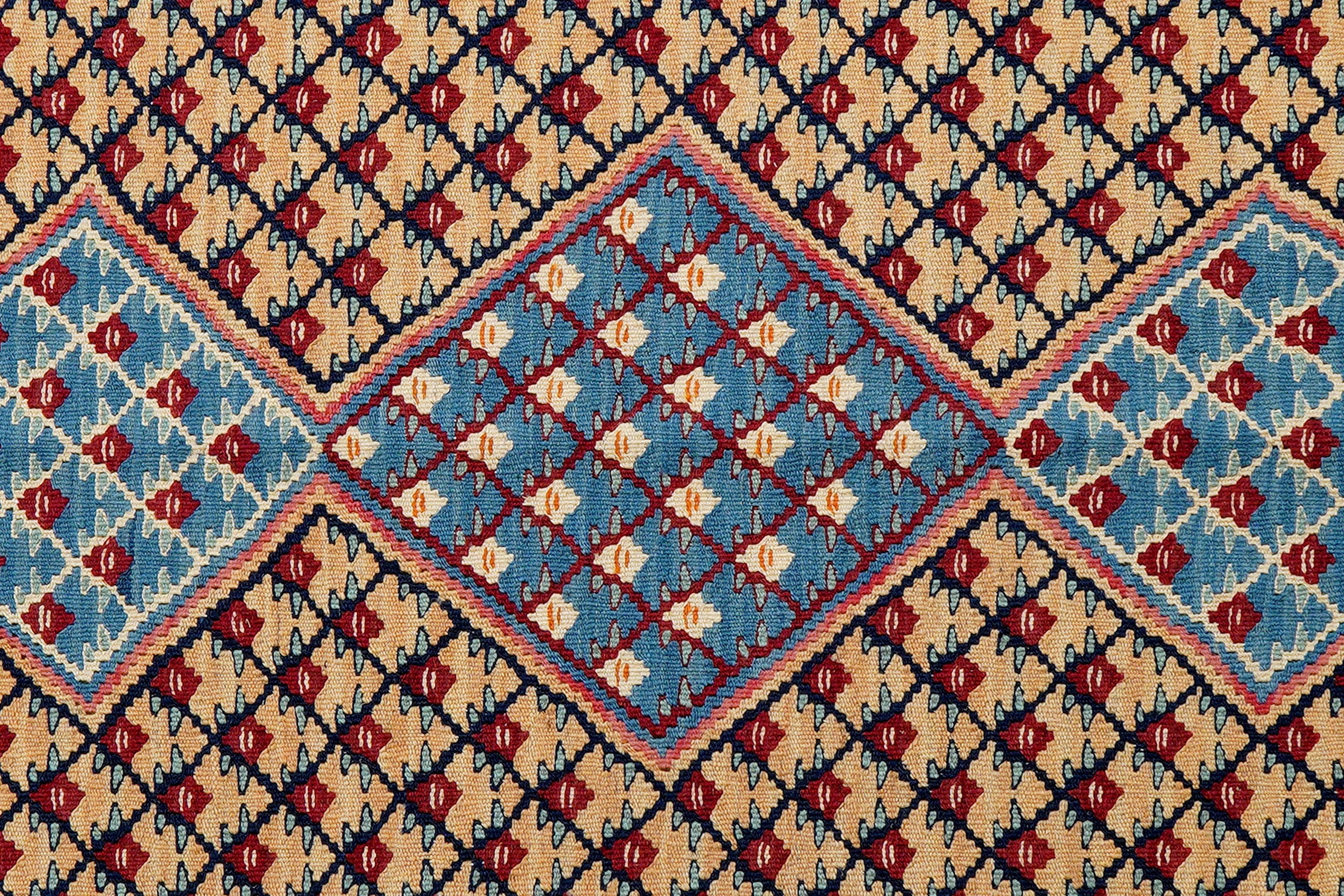 Kelim Senneh Teppich Wolle Mehrfarbig