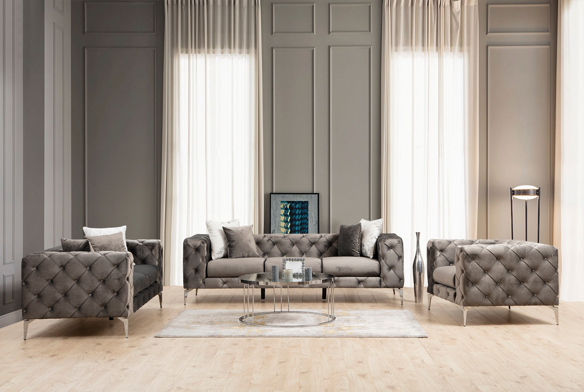 Elegant sofa 2-seater anthracite