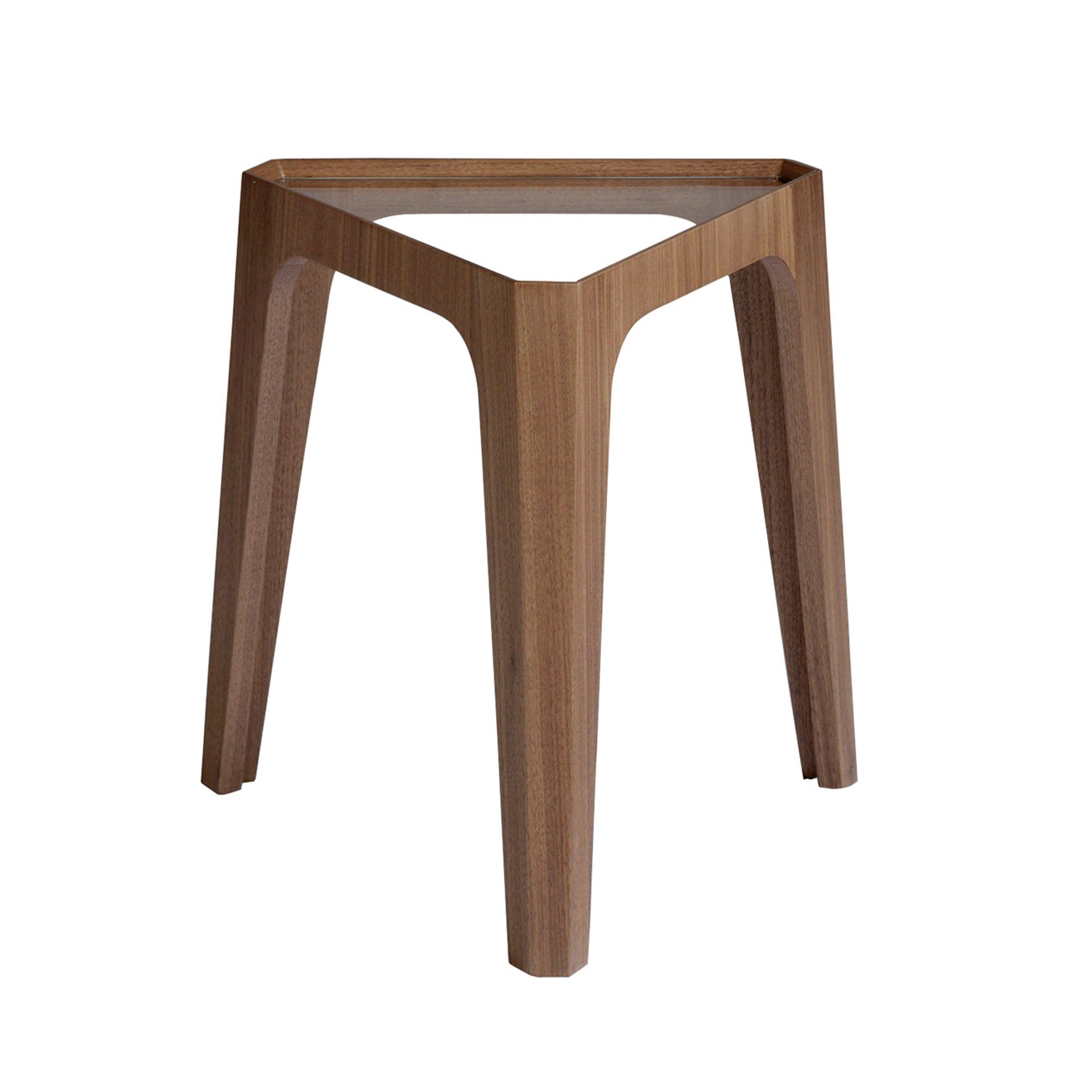 Side table Walnut veneer Glass Brown