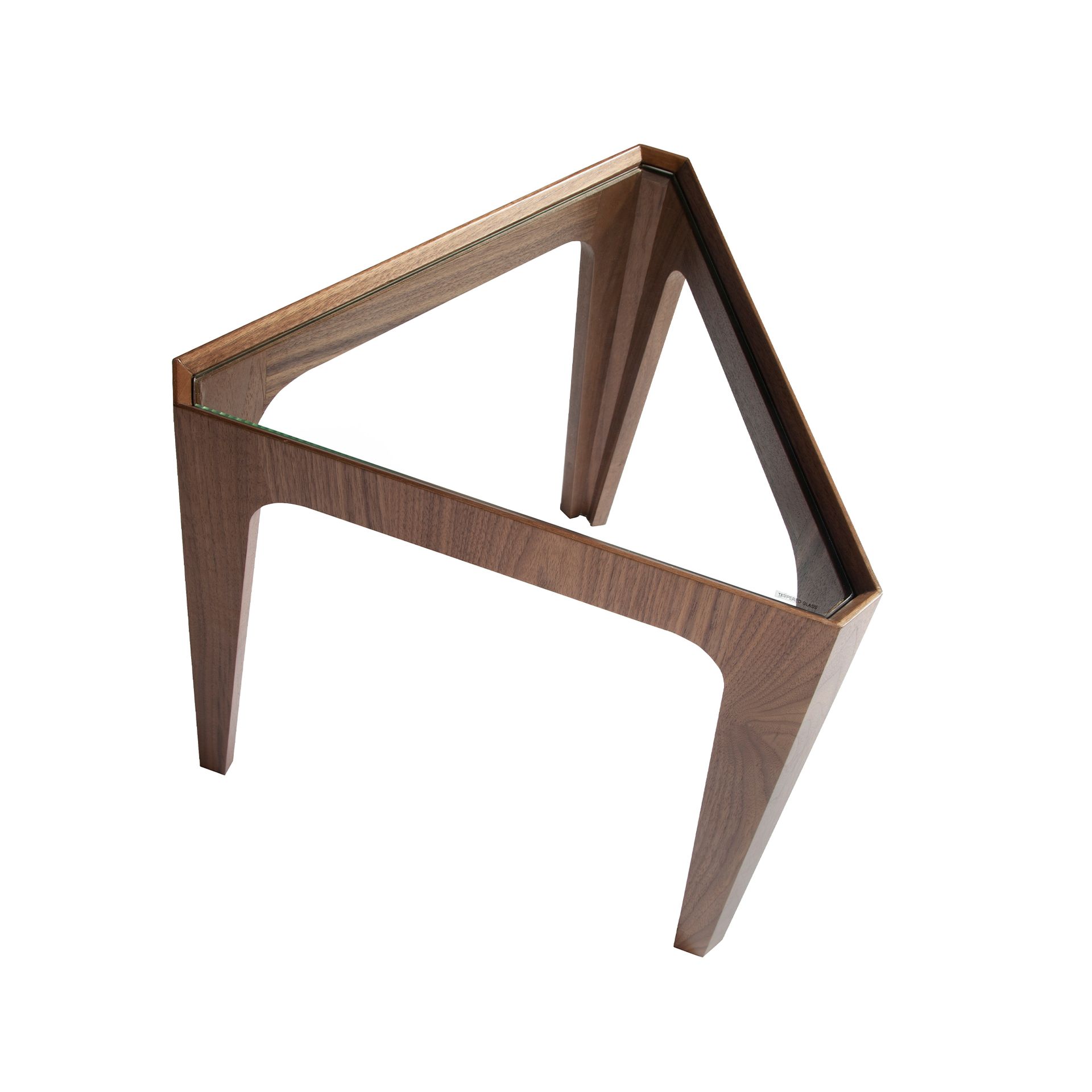Side table Walnut veneer Glass Brown