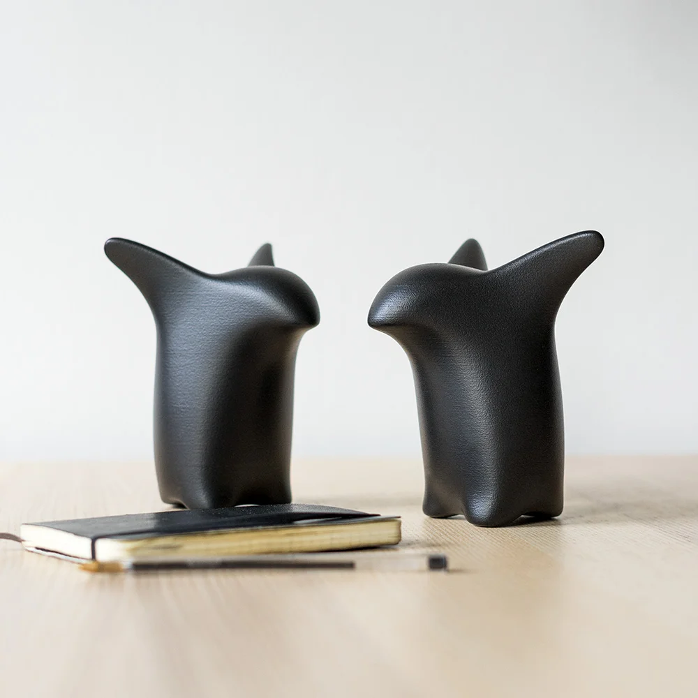 Curious Penguin Dekofigur 3D Druck Schwarz 
