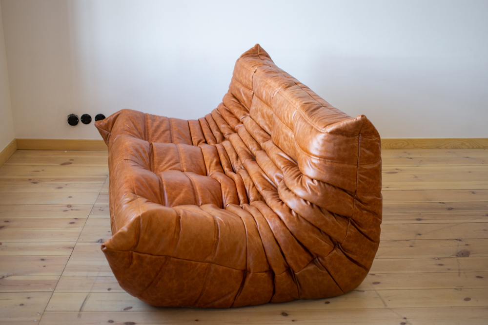 Togo Sofa 3-seater Pull-Up-Leather Pine Brown