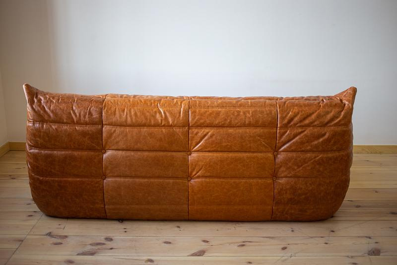 Togo Sofa 3-seater Pull-Up-Leather Pine Brown