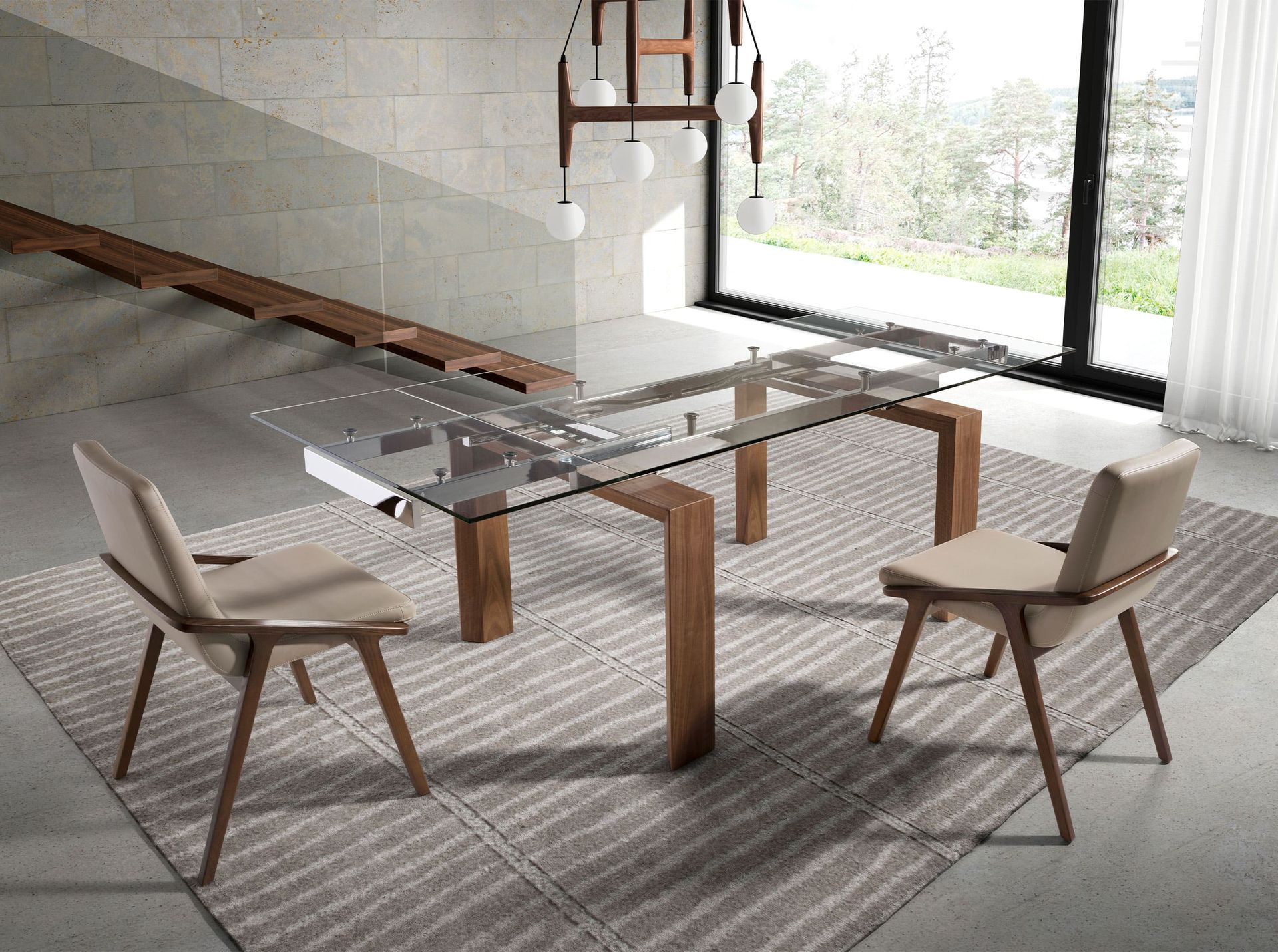 Dining table glass brown