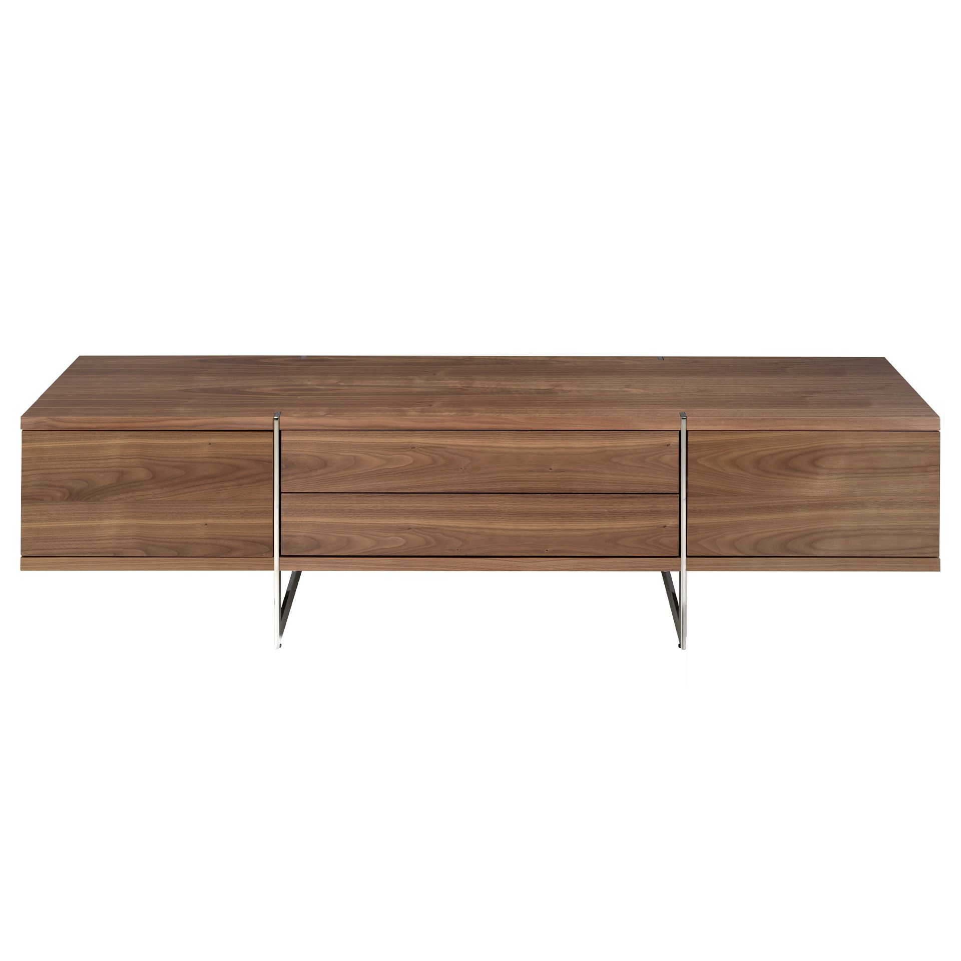 Lowboard Wood veneer Chrome-plated steel