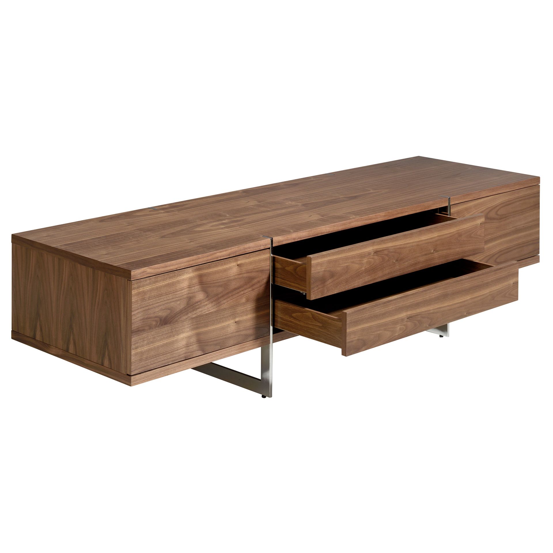 Lowboard Wood veneer Chrome-plated steel