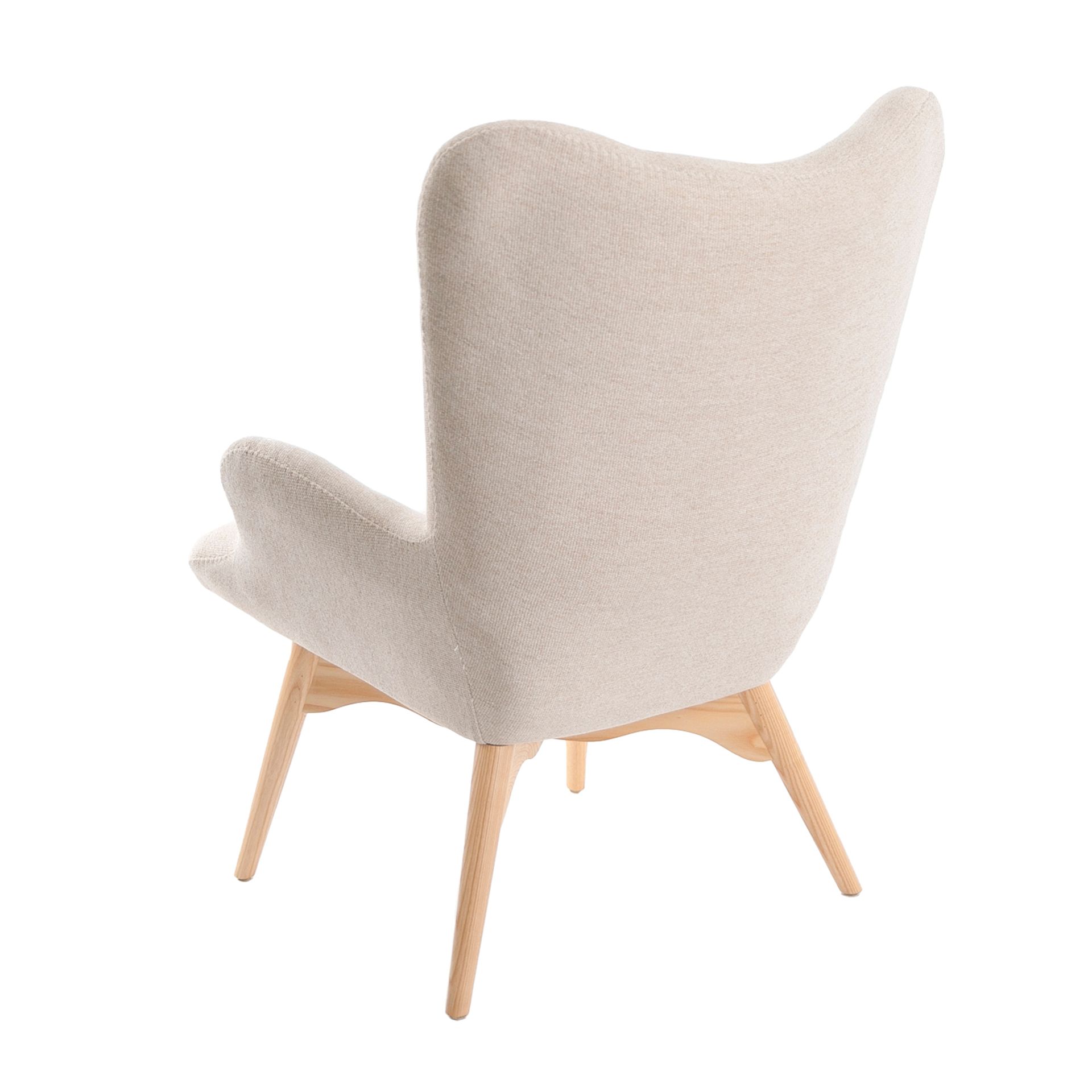 Armchair with ash wood legs Textile Beige