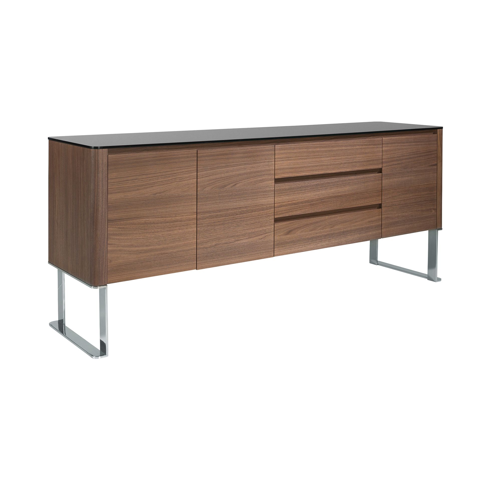 Sideboard wood veneer chrome-plated steel