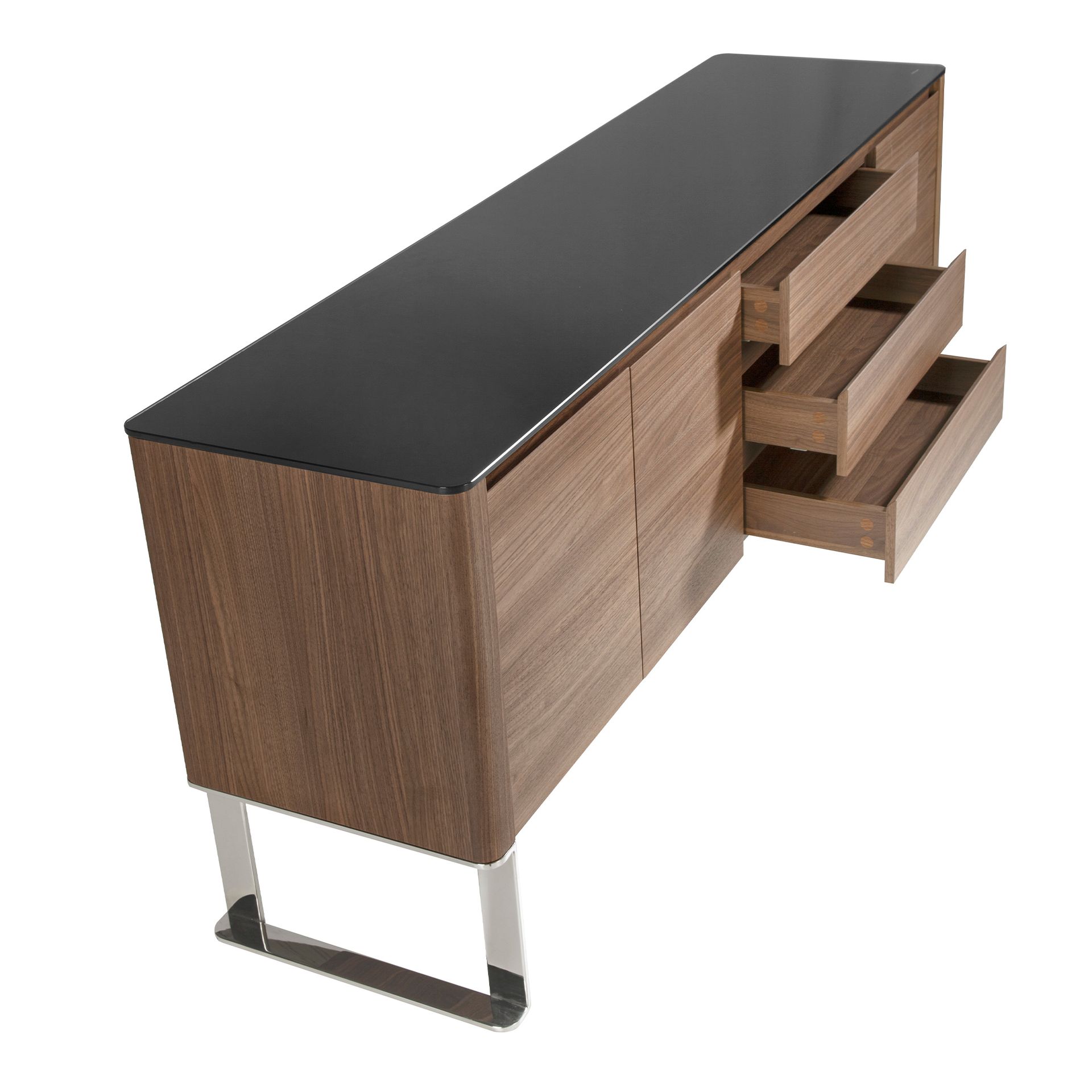 Sideboard wood veneer chrome-plated steel