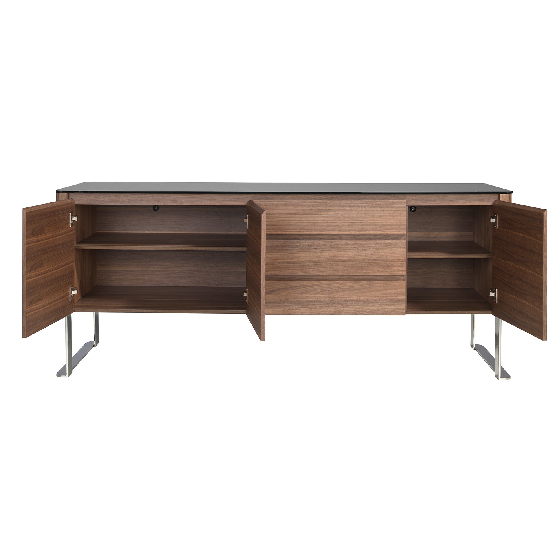 Sideboard wood veneer chrome-plated steel