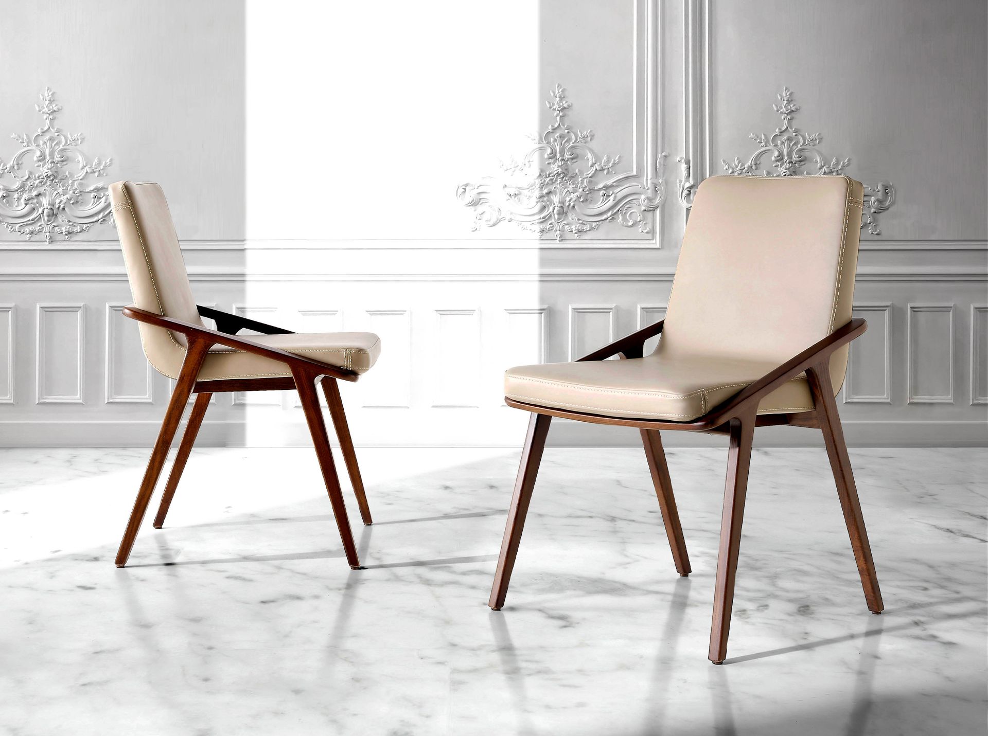 Dining chair faux leather beige