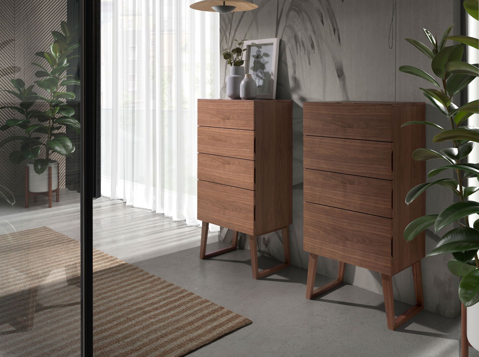 7024 Chiffonier Walnut veneer Brown