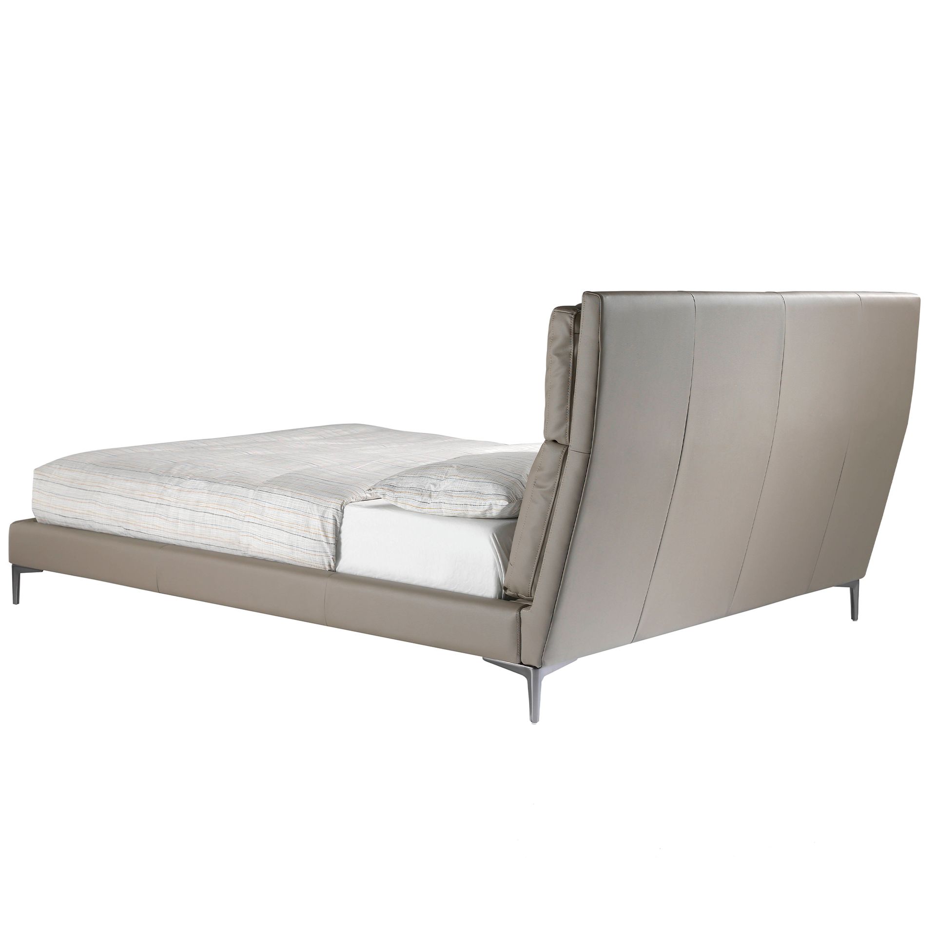 Double bed faux leather gray
