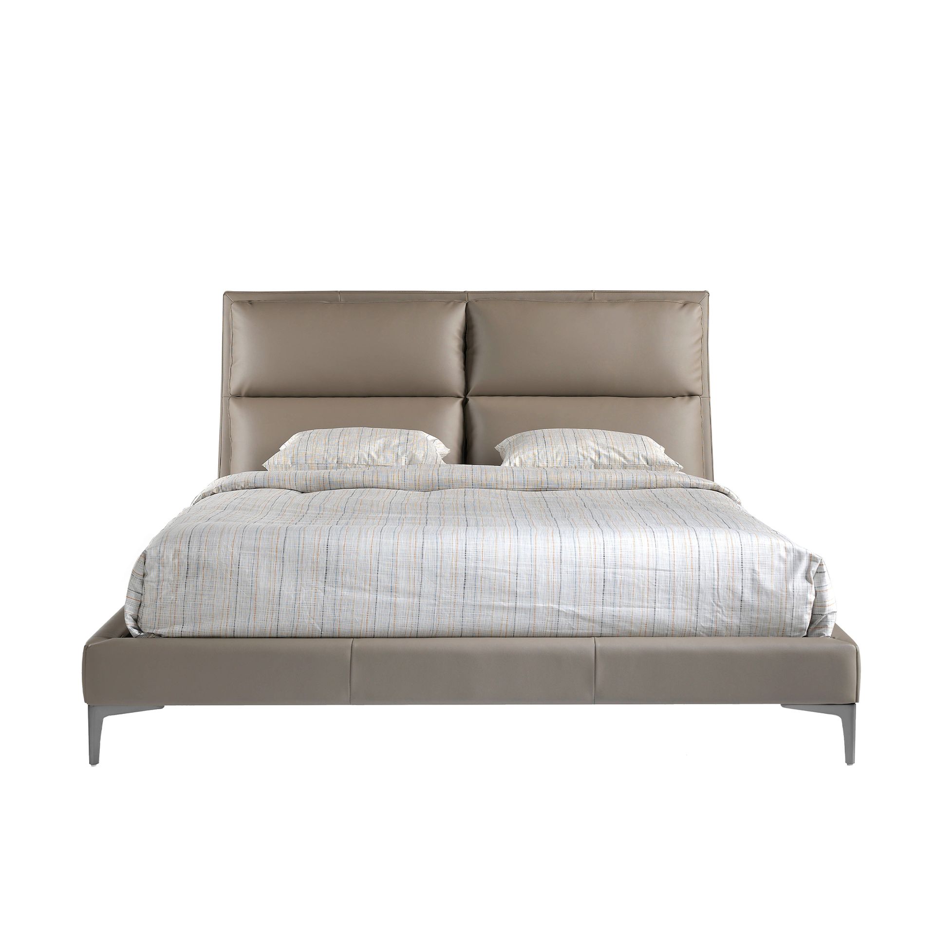 Double bed faux leather gray
