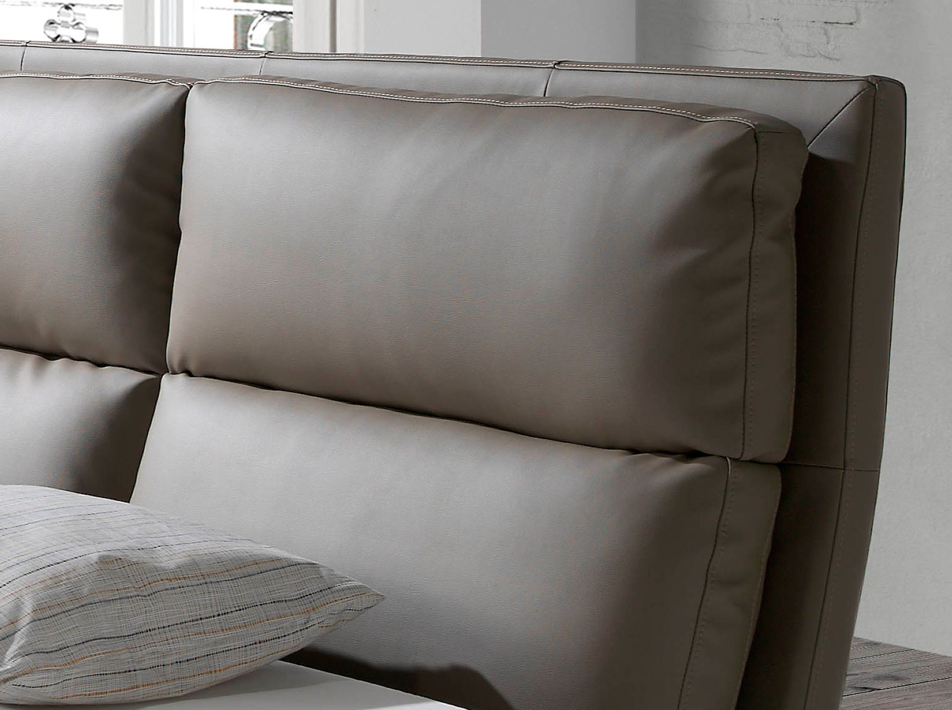 Double bed faux leather gray