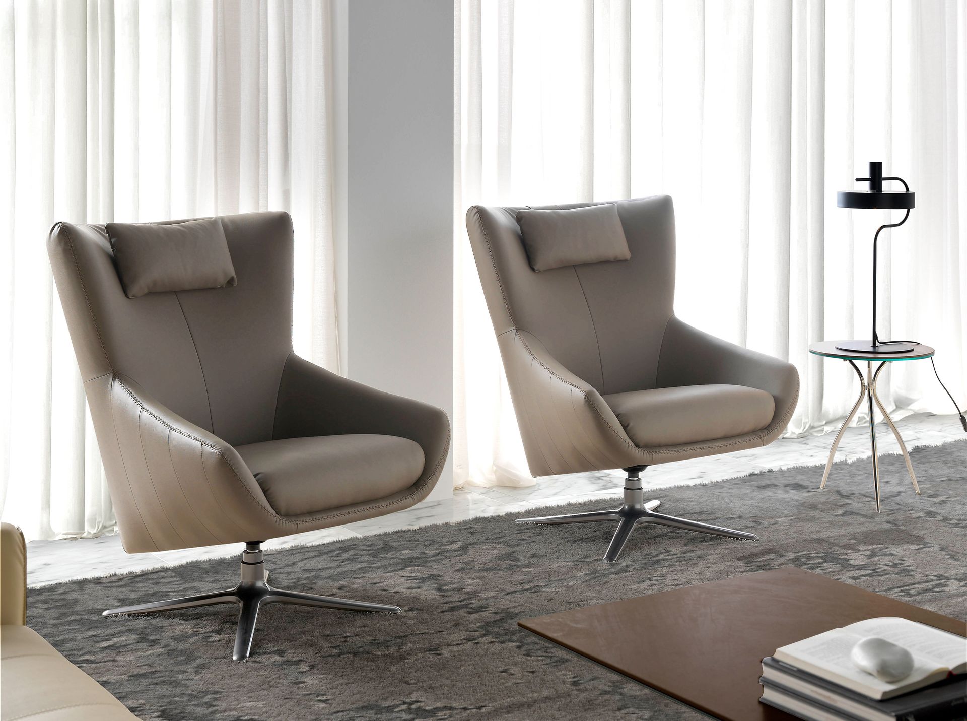 5044 Drehsessel Kunstleder Grau