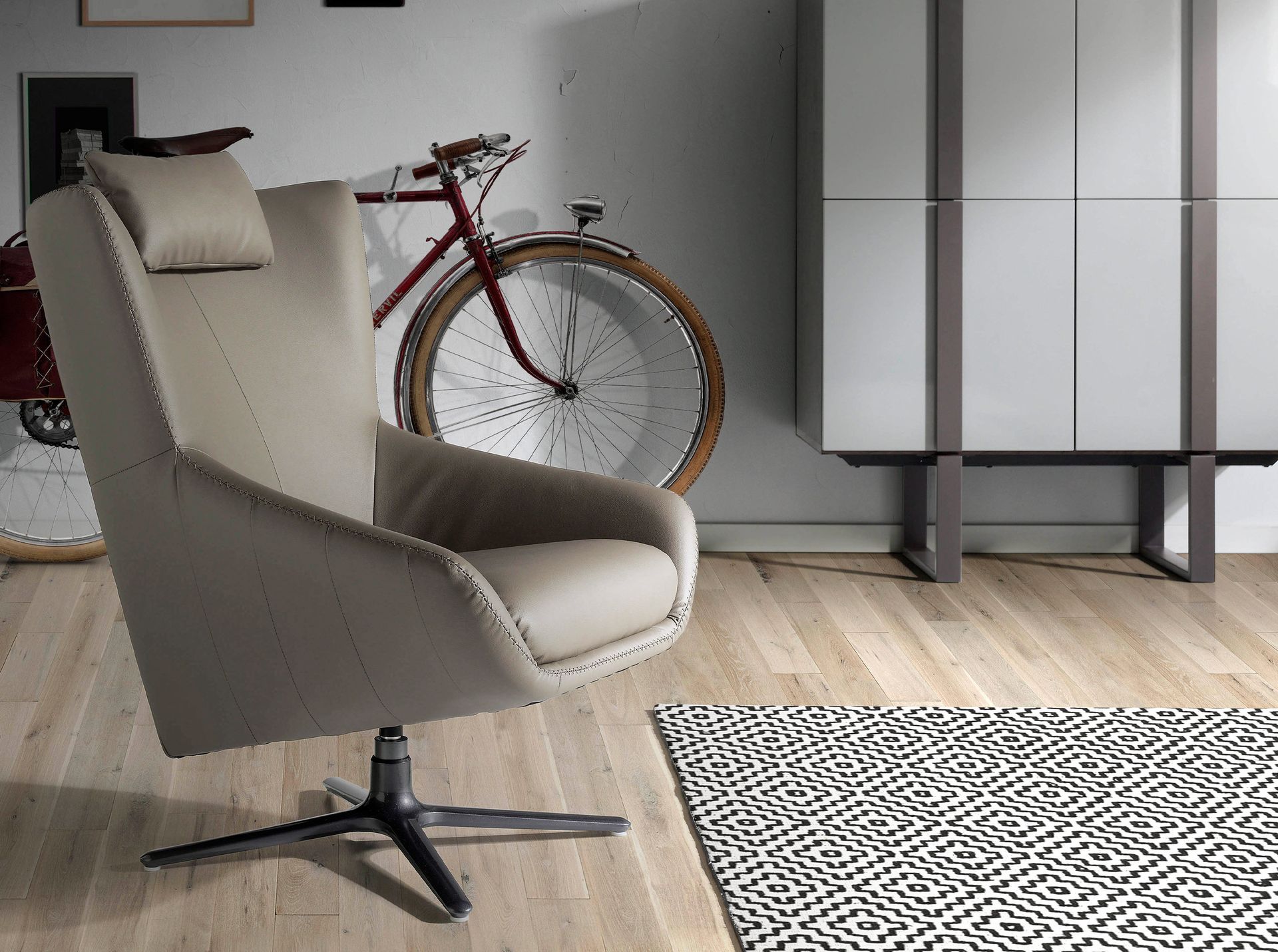 5044 Swivel armchair Artificial leather Gray