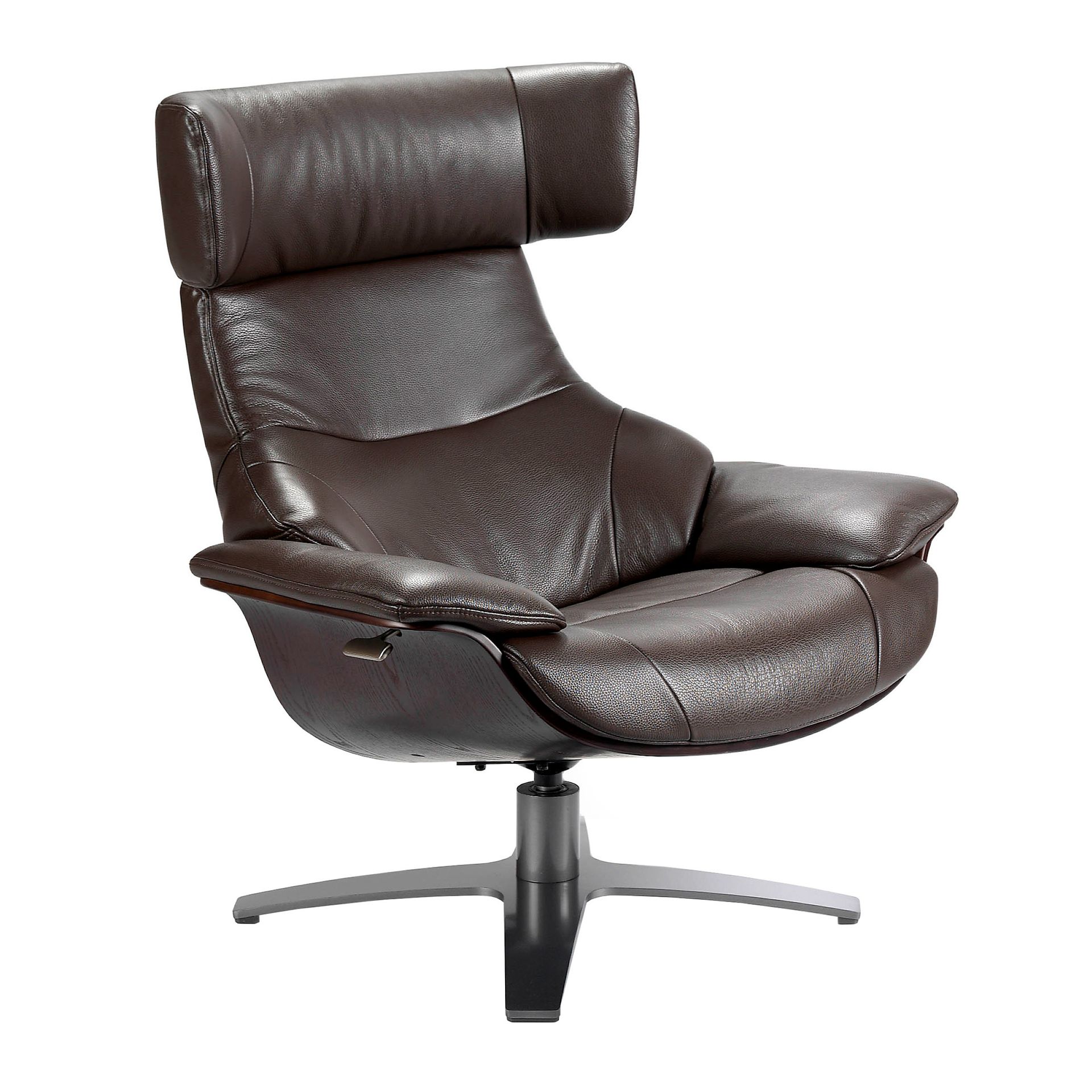 5022 Poltrona girevole con braccioli pelle marrone