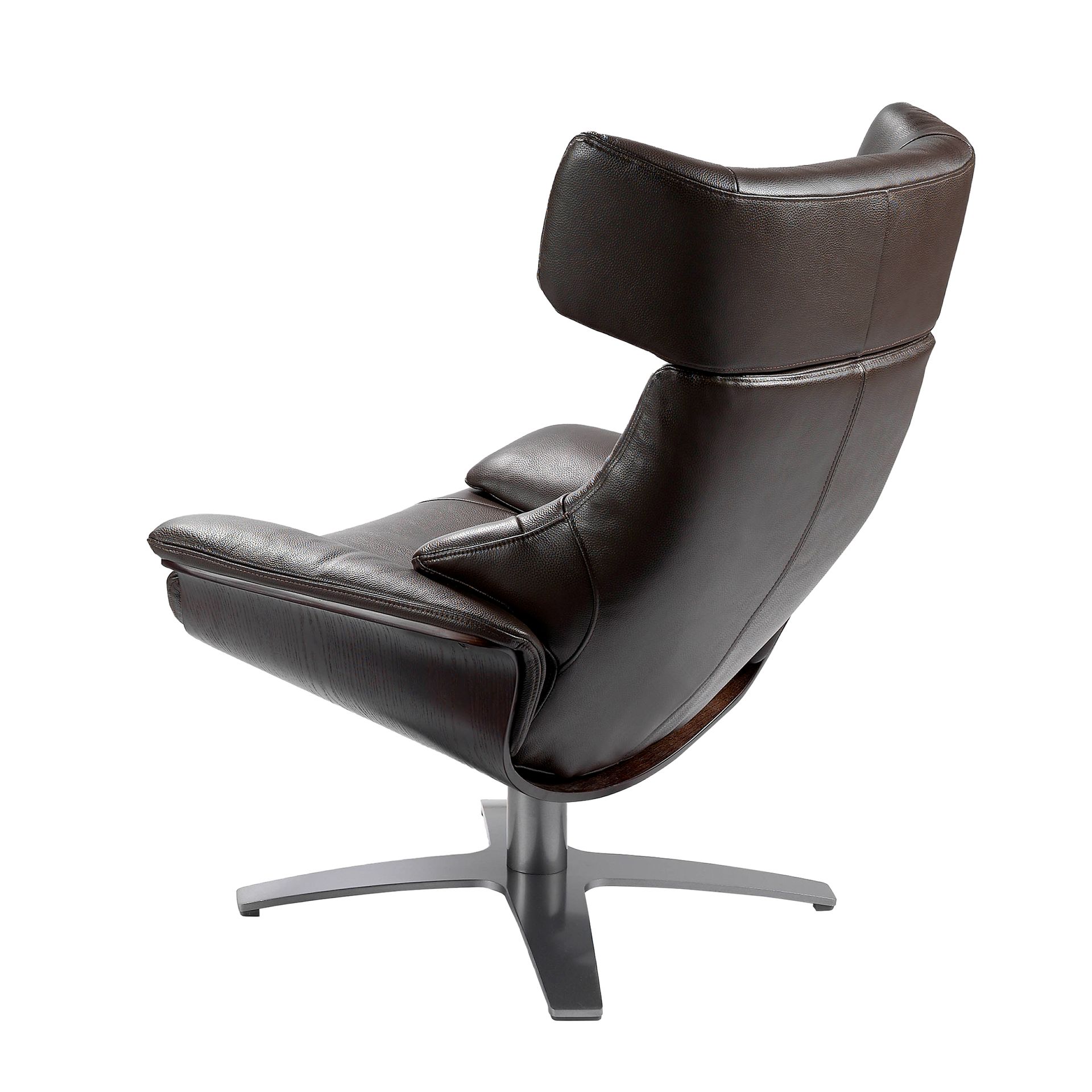 5022 Swivel chair with armrests leather brown