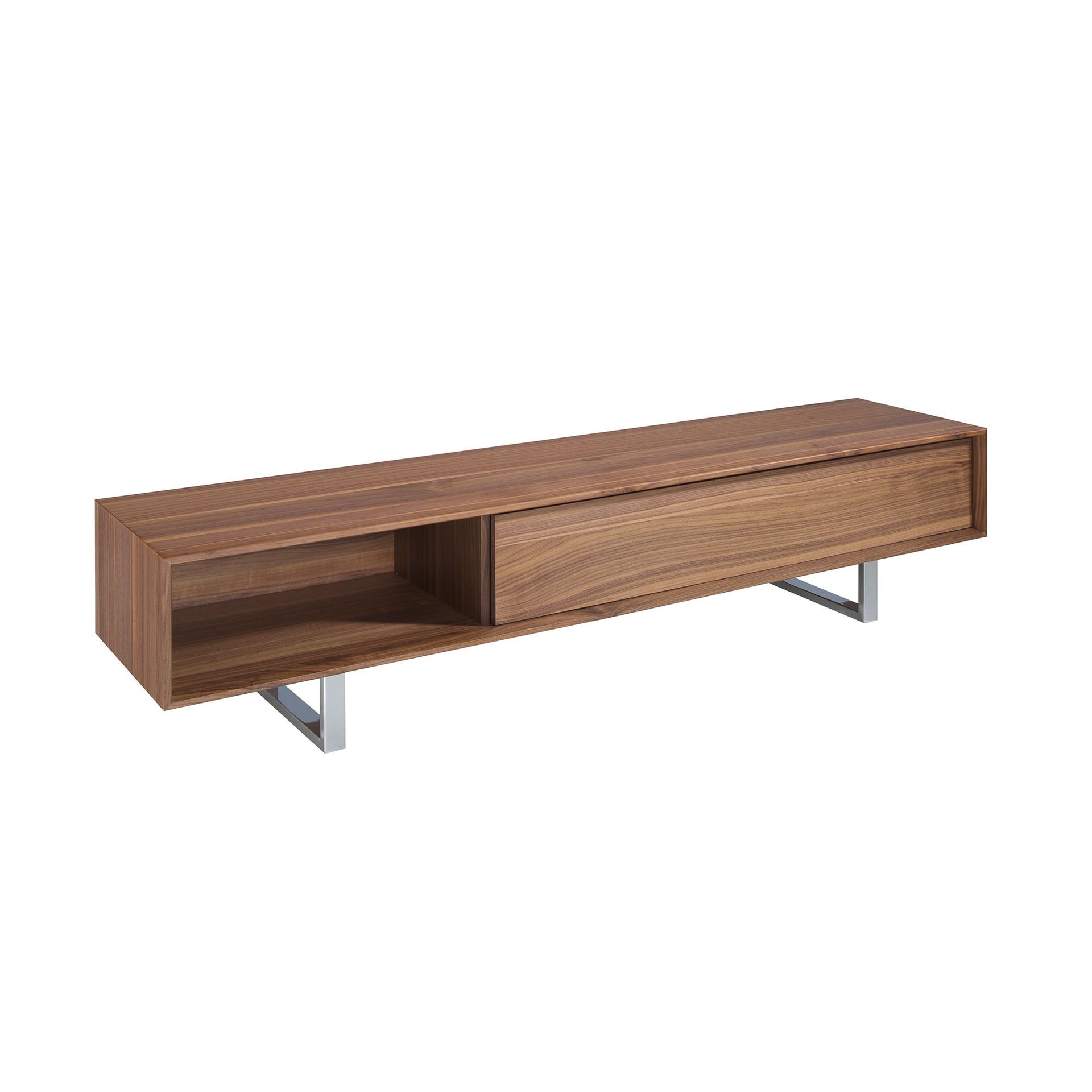 Lowboard walnut veneer stainless steel brown