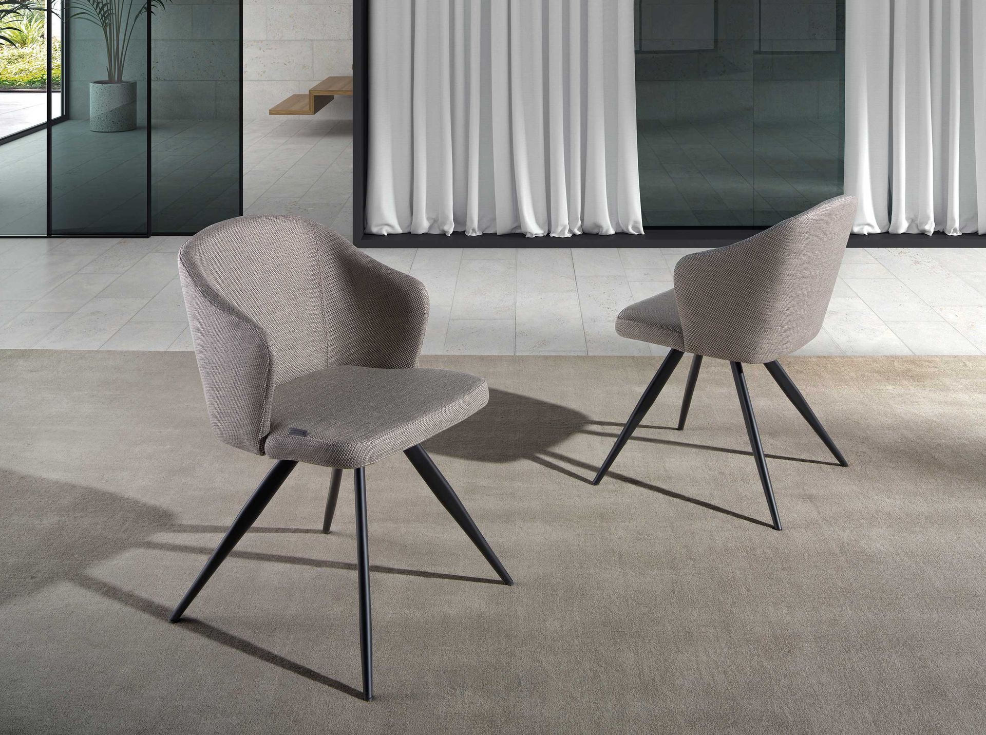 Sedia con braccioli acciaio inox grigio
