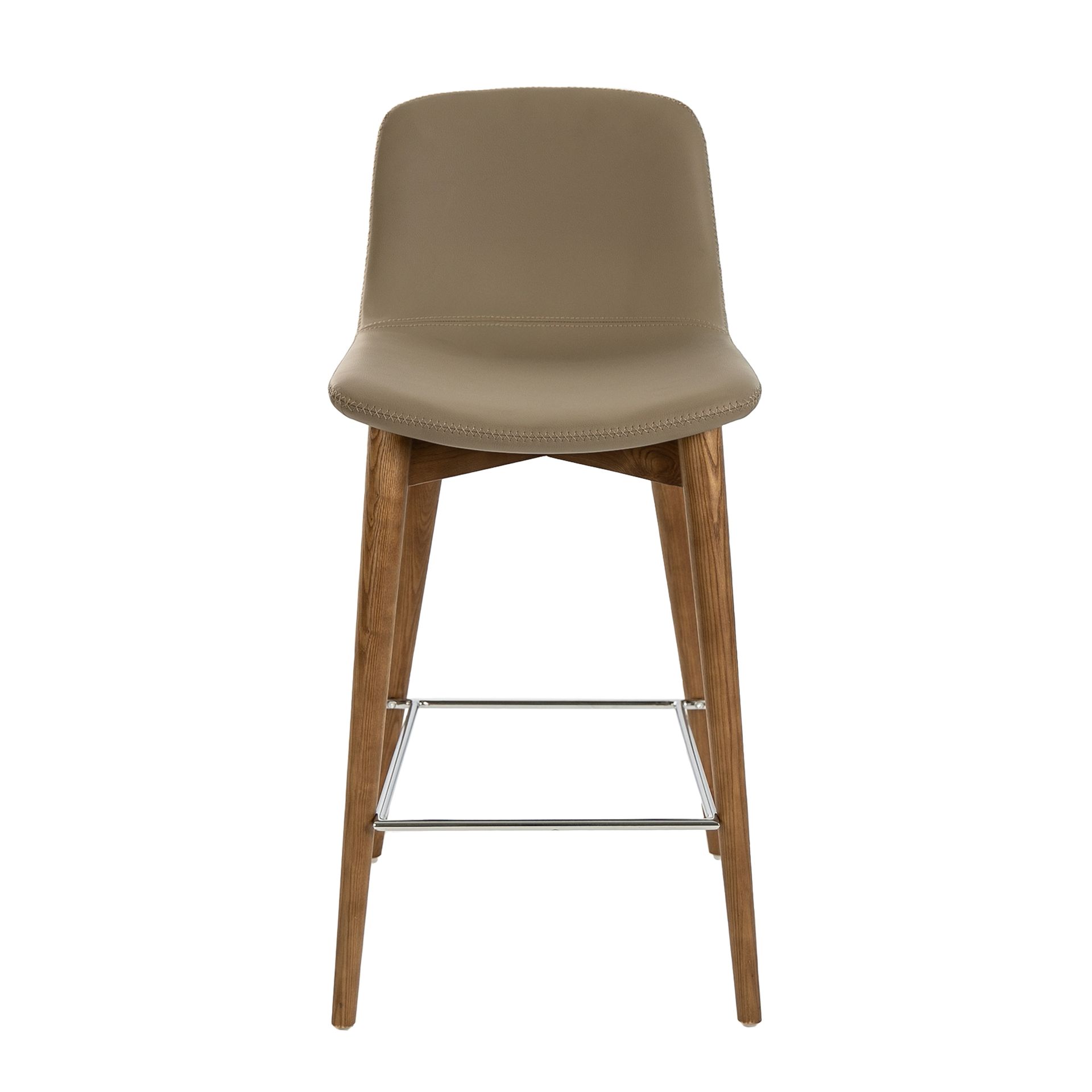 Bar stool faux leather wood grey